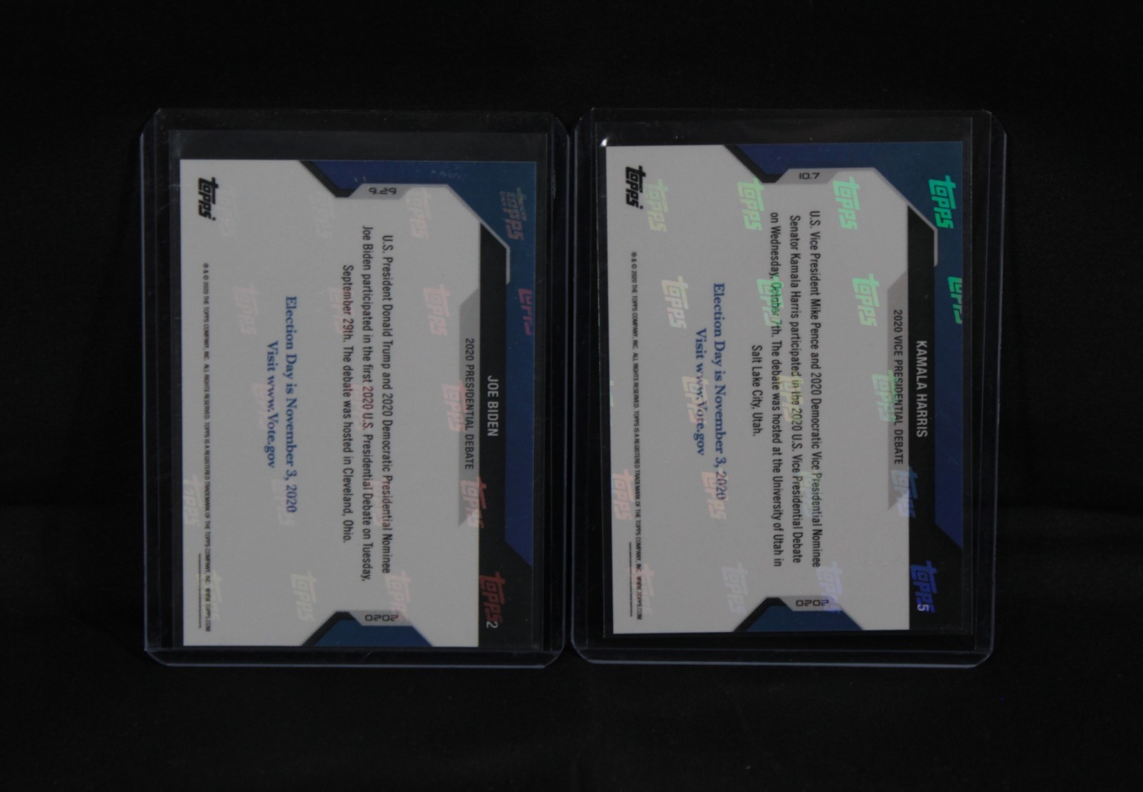 Topps Now Election 2020 COMPLETE SET (21 Cards) Trump Biden Pence Harris Sanders