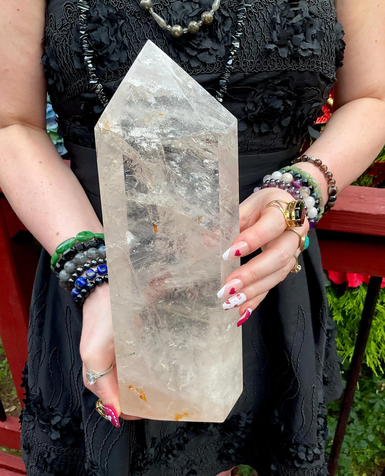 Ultra Clear Quartz Crystal Generator ~ Large 8 lb. 6 oz. ~ 11 1/2″ Tall ~ Silve