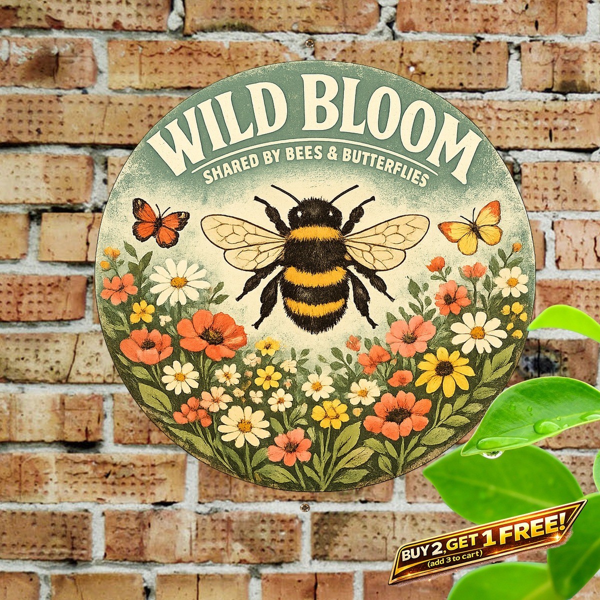Rustic Garden Aluminum Round Sign 8×8 Outdoor Decorative Art