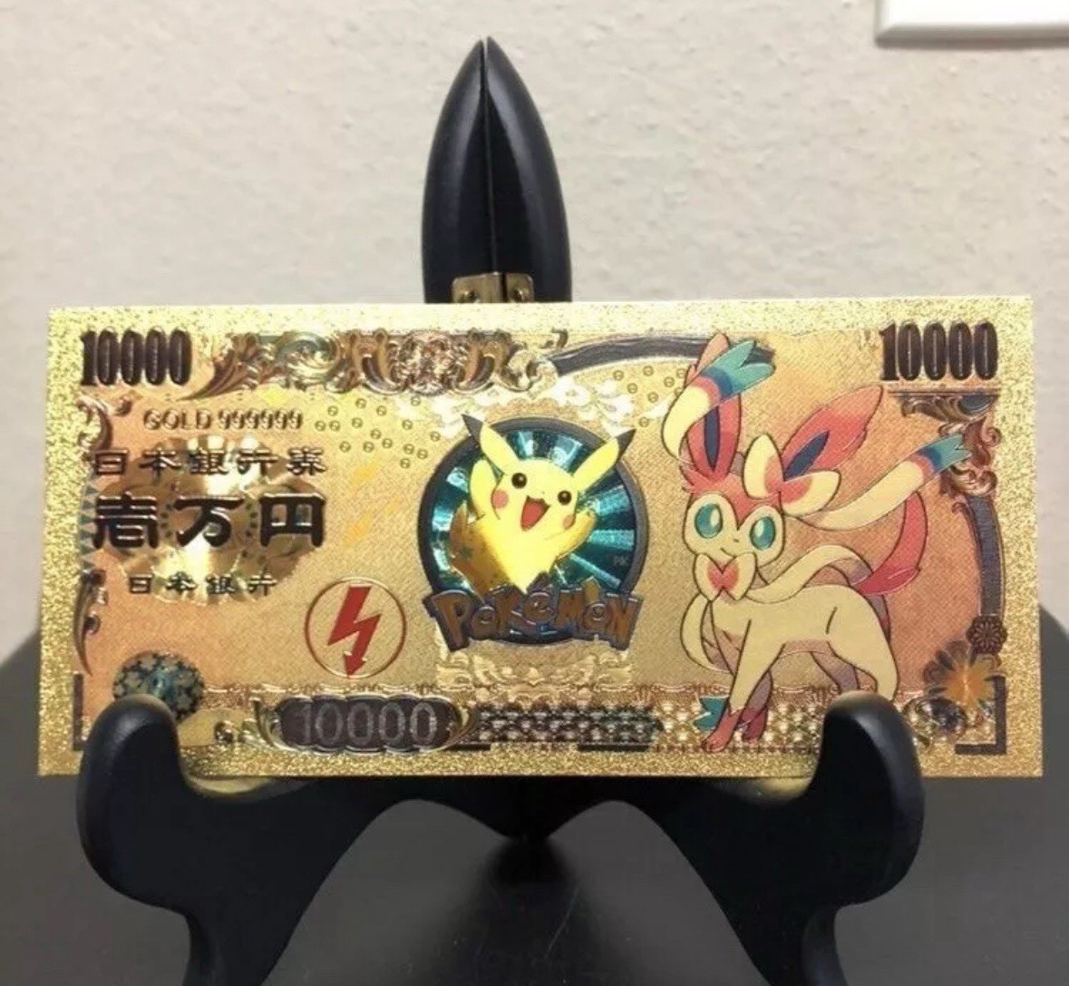 Gold Foil Plated Sylveon Eevee Pokemon Banknote Anime Collectible