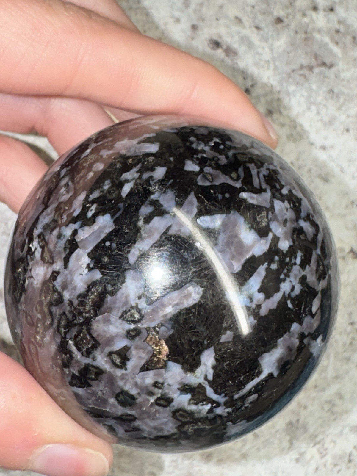 Indigo Gabbro / Mystic Merlinite 2 Piece Set – Tower & Sphere – 2 Lb 11 Oz