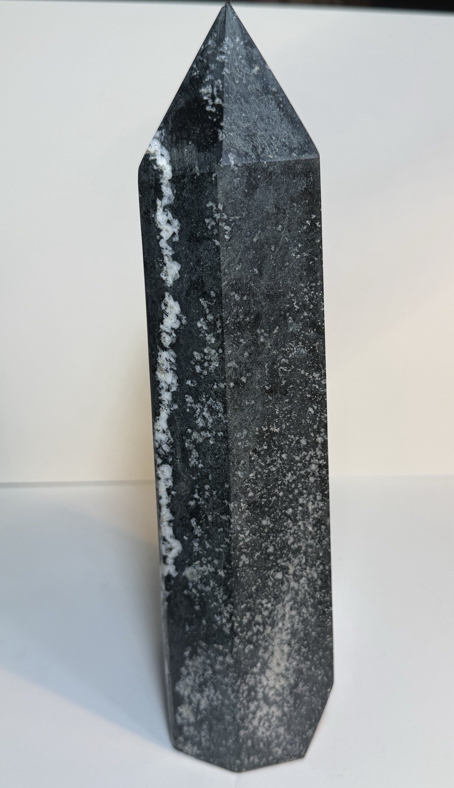 Large Indigo Gabbro Crystal Tower. Polished Mystic Merlinite Statement Piece.