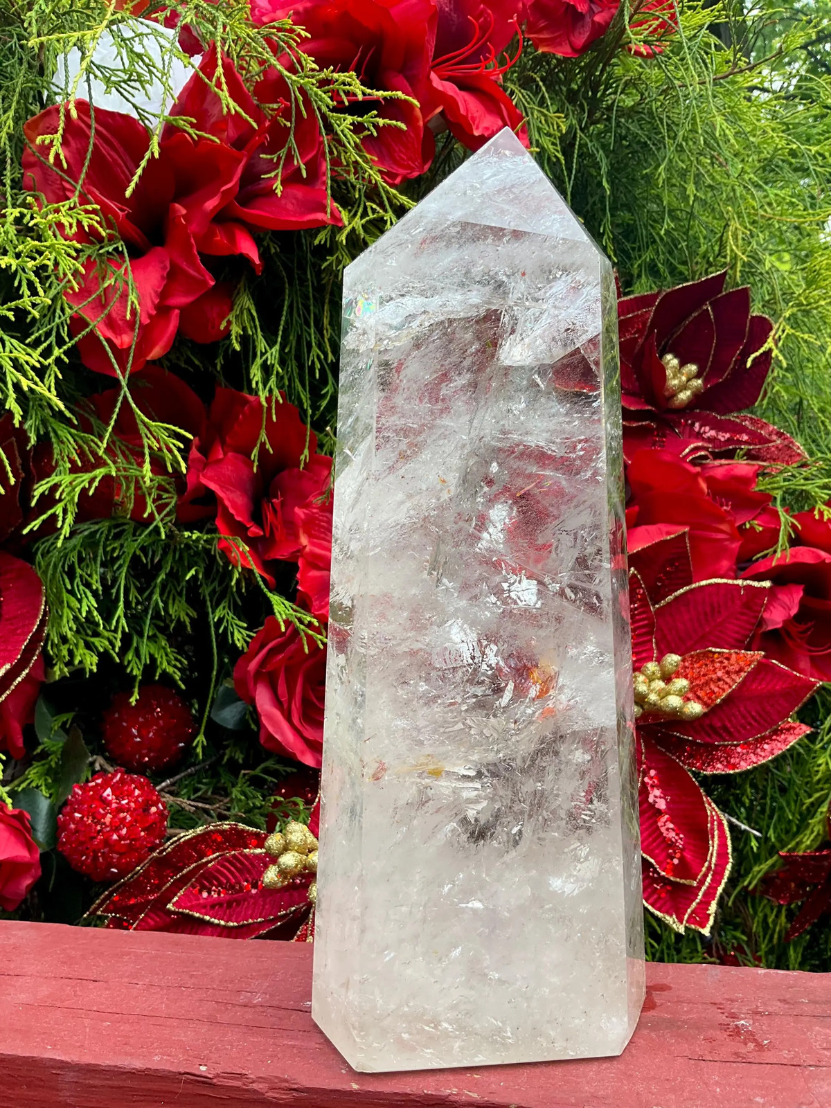 Ultra Clear Quartz Crystal Generator ~ Large 8 lb. 6 oz. ~ 11 1/2″ Tall ~ Silve