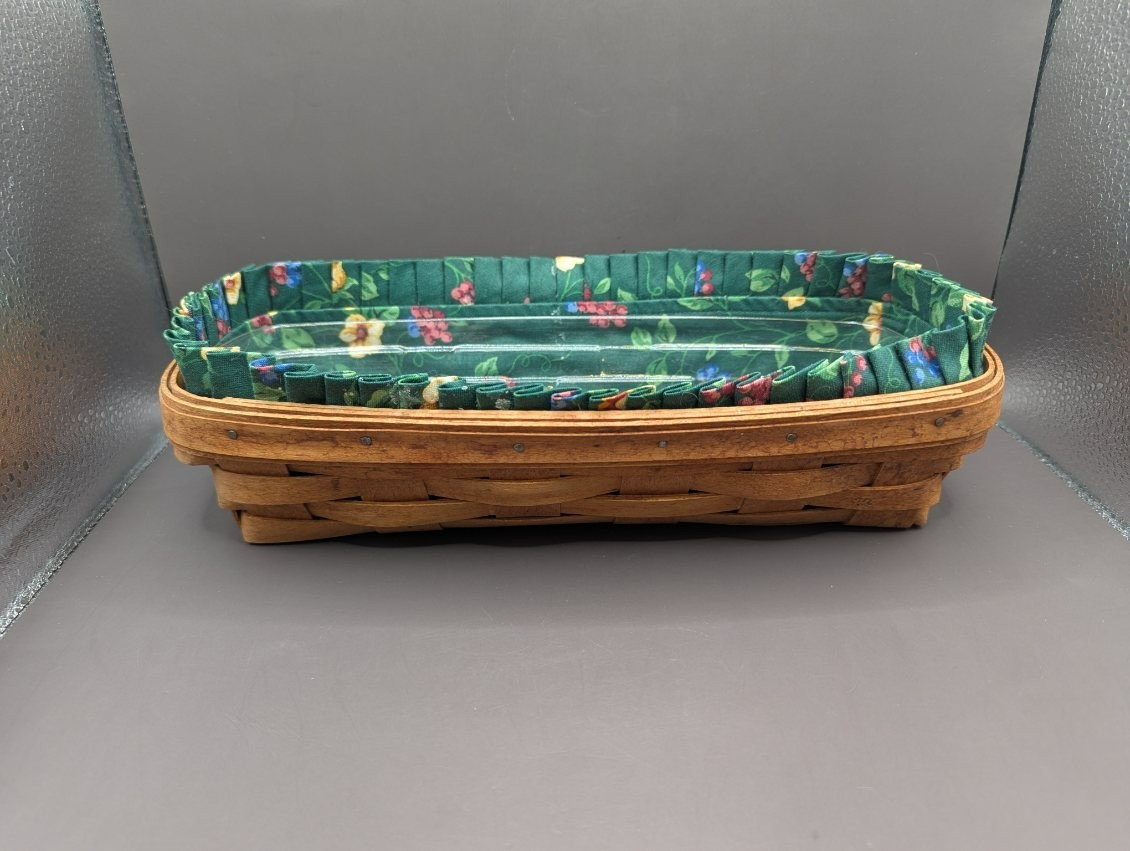 Longaberger Cracker Basket Signed 1994 Liner Protector 11.5 x 5 x 2 1/2″ USA