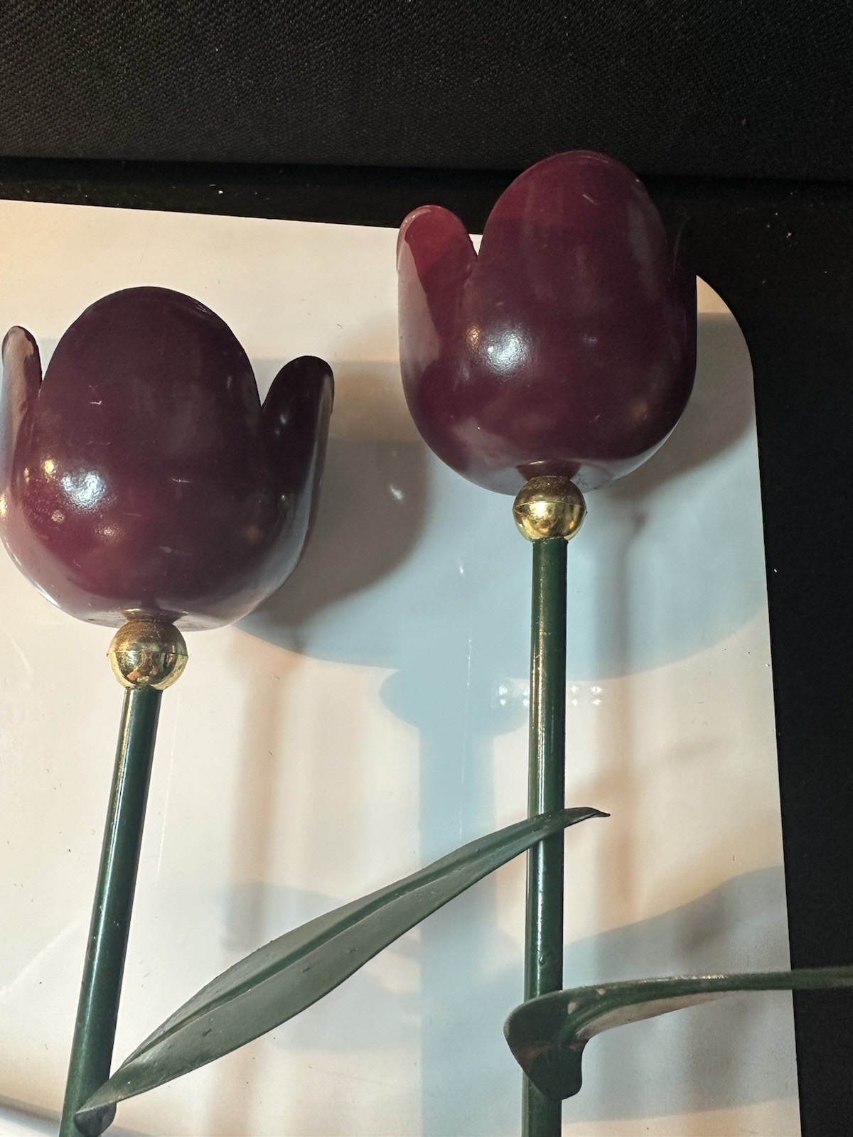 Metal Tulip Candle Holders Set of 2
