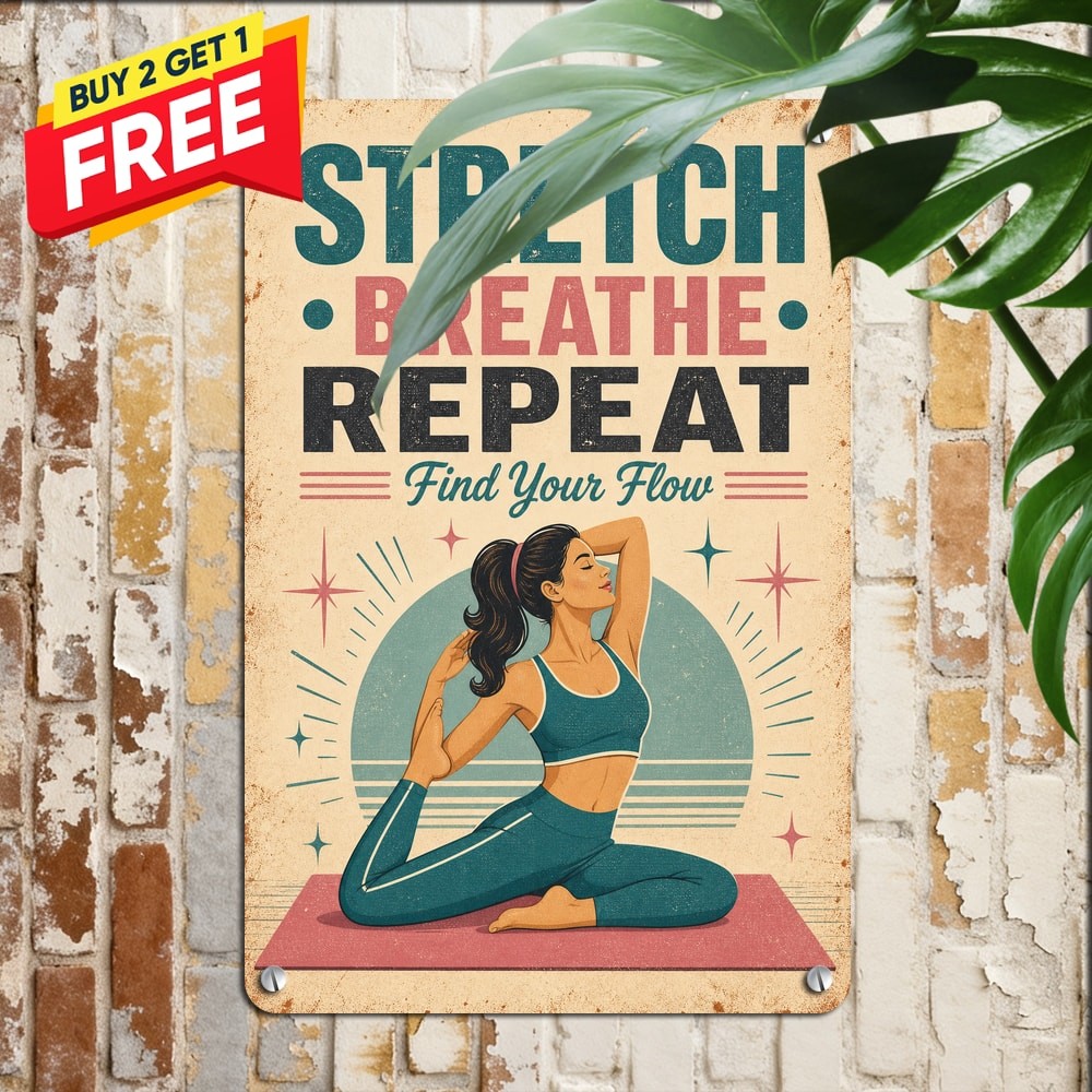 Yoga Beauty Gym Sticker Style Posture Guide Metal Sign Fitness Studio Decor