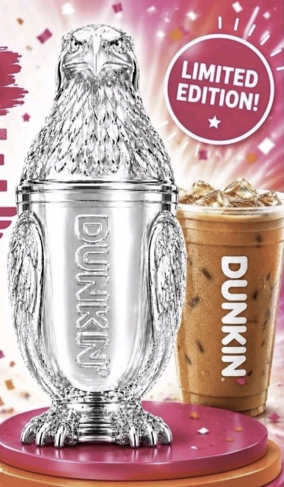 Dunkin Eagles Cup Limited Edition Collectible Cup w/ straw TikTok July 4th
