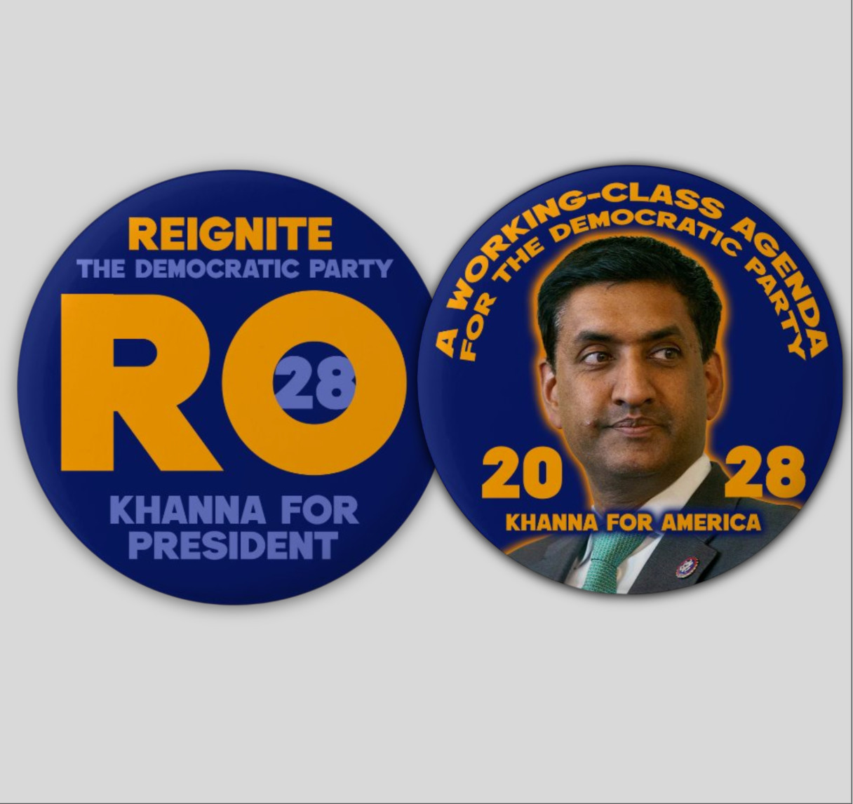RO KHANNA President 2028 Pin Buttons Political Democrat California Progressive
