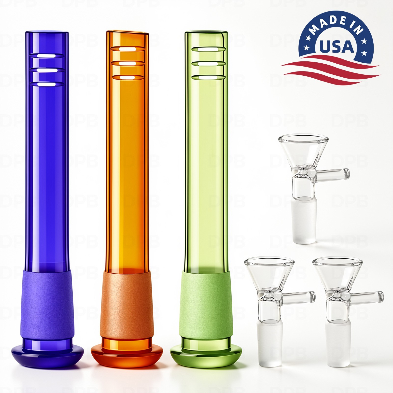 3-Pack 4.3“ 14mm Glass Downstem and 14mm Male Bowl Piece for Glass Bong-US SHIP