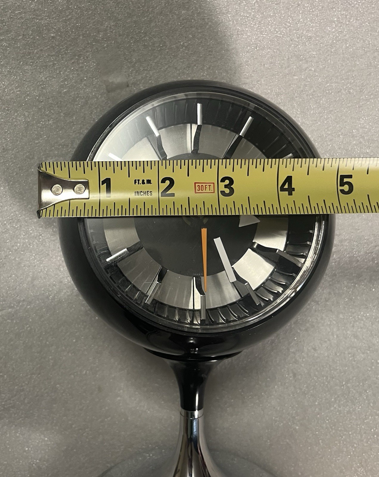 Vtg Bulova 634 Space Age Pedestal Clock MCM Atomic Orb Ball Chrome Japan WORKING