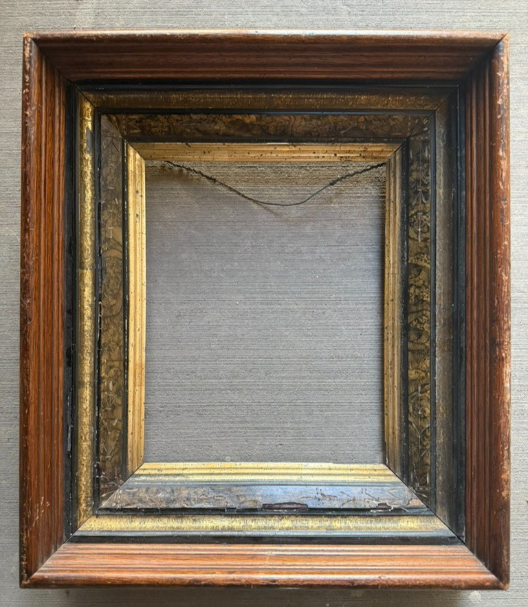 Antique Walnut Wood Eastlake Gold Gilt 7.5×9.5 Picture Frame Victorian Primitive