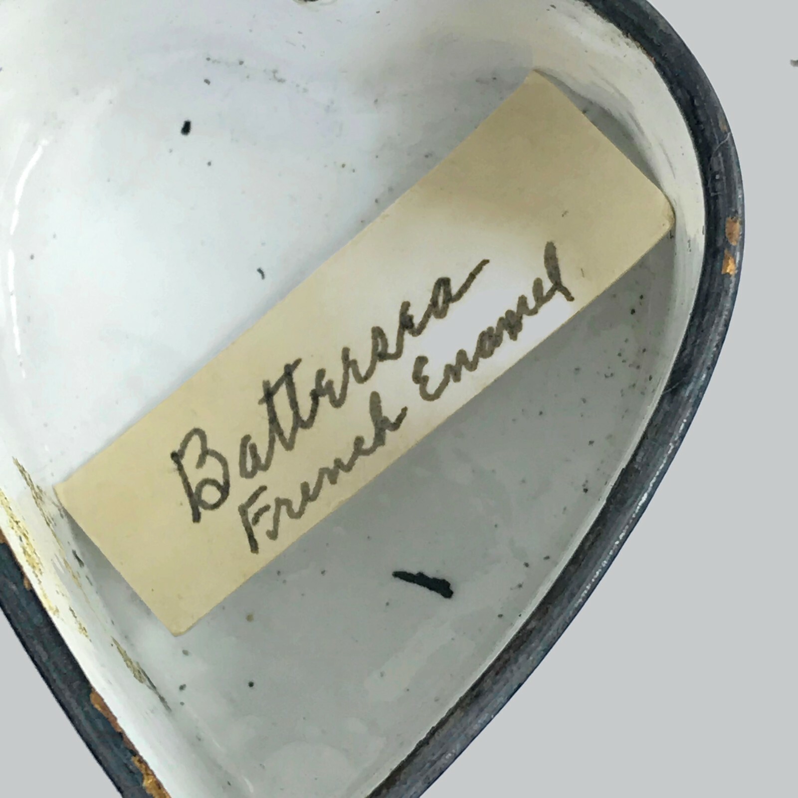 Vintage French Success To The Fleet Enamel Trinket Box Heart Shaped France 2″