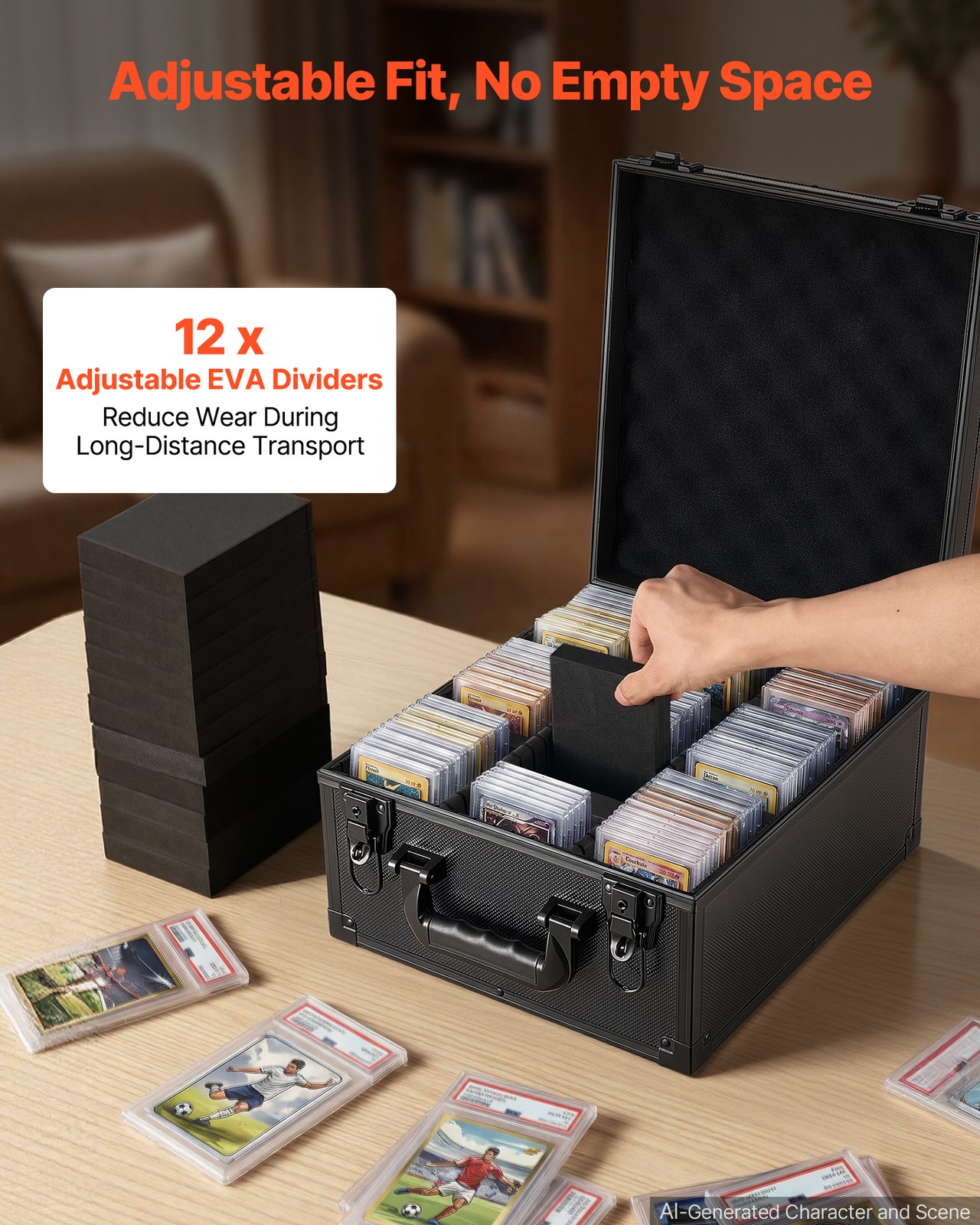 VEVOR Graded Card Case 3 Row 150 PSA Slab Storage Box with Lock Key 12 Dividers