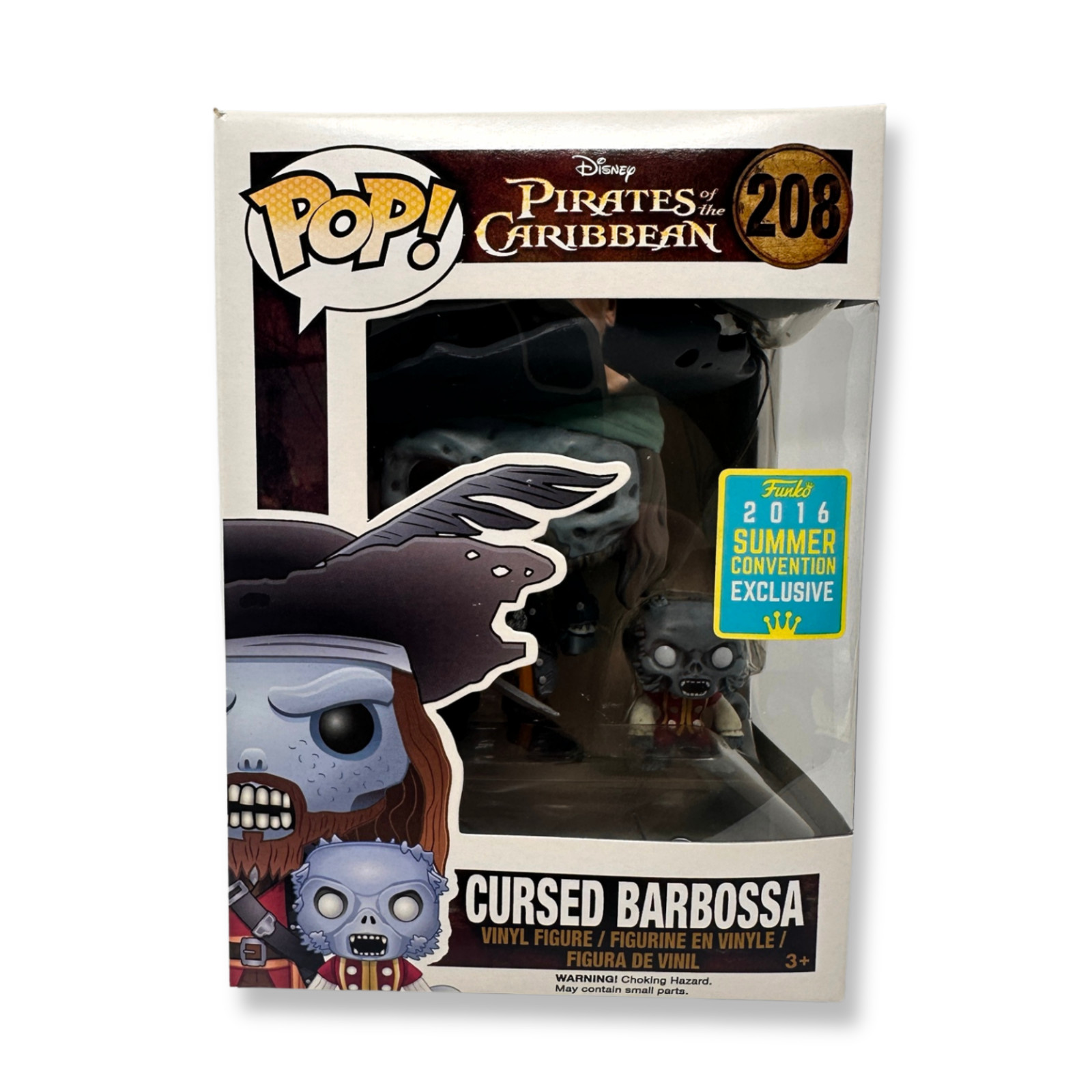 Funko Pop! Cursed Barbossa w/ Monkey #208 2016 Summer Convention w/ Protector