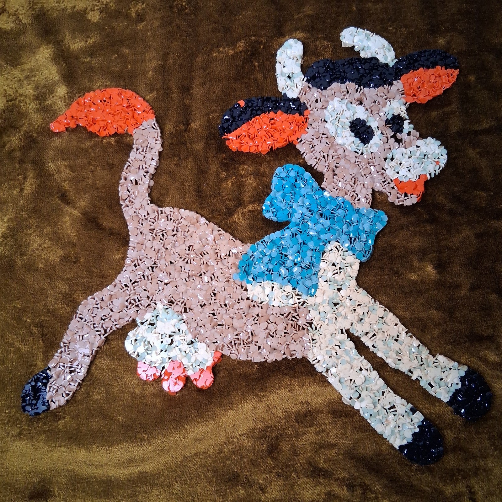 Melted Plastic Popcorn Cow Decoration Farm Animal Kitschy Decor 13.5″