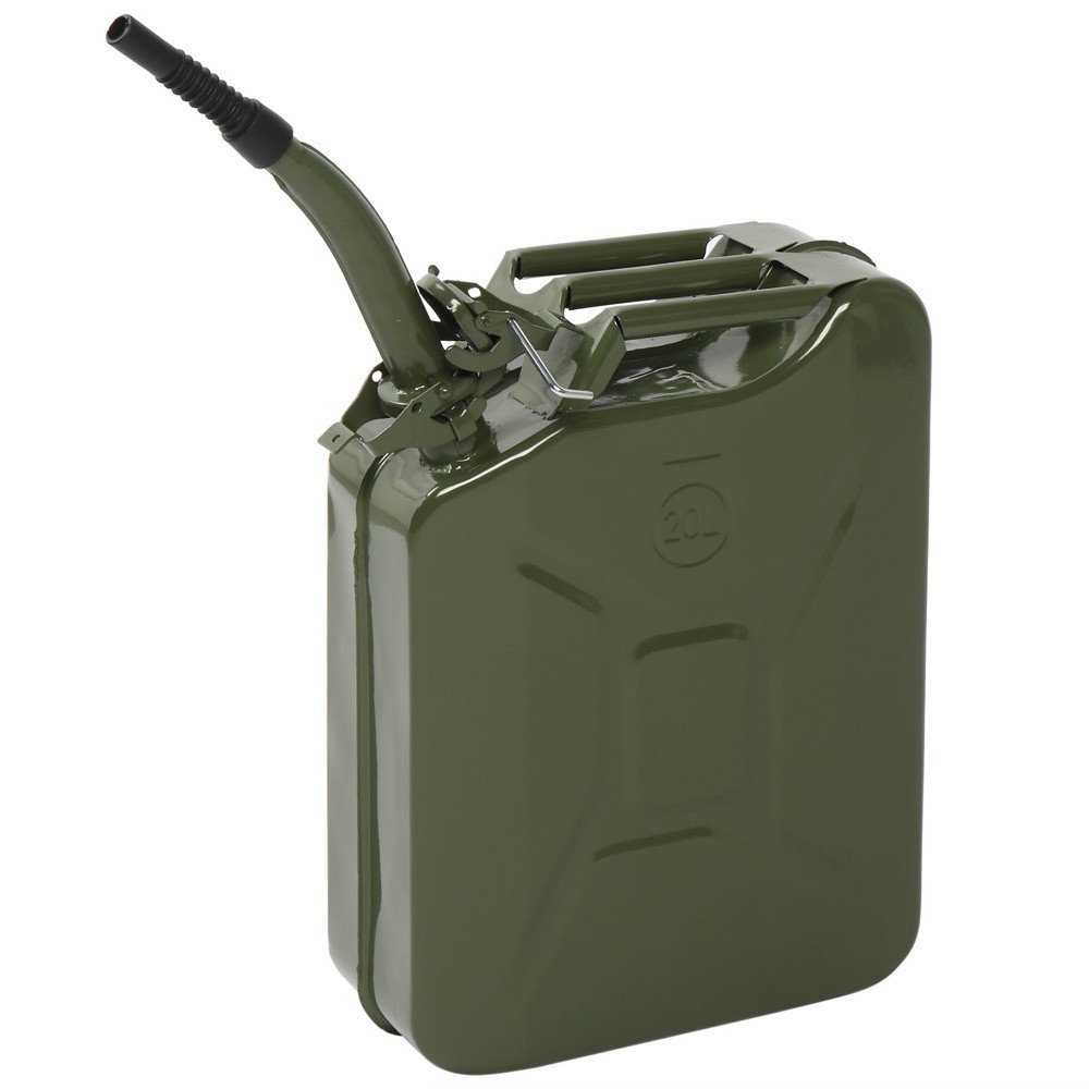 20L Portable Fuel Storage Can, Army Green Petrol Diesel Container with Spout