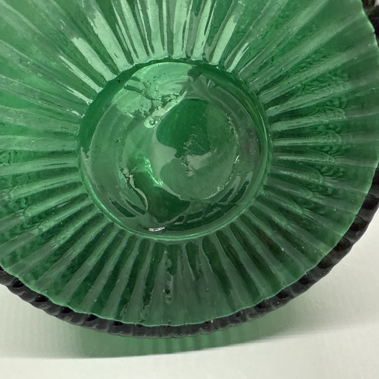 Glass Clevenger 3 Mold Pitcher Stoddard Pattern Green Amberina Ombré 6.75×5”