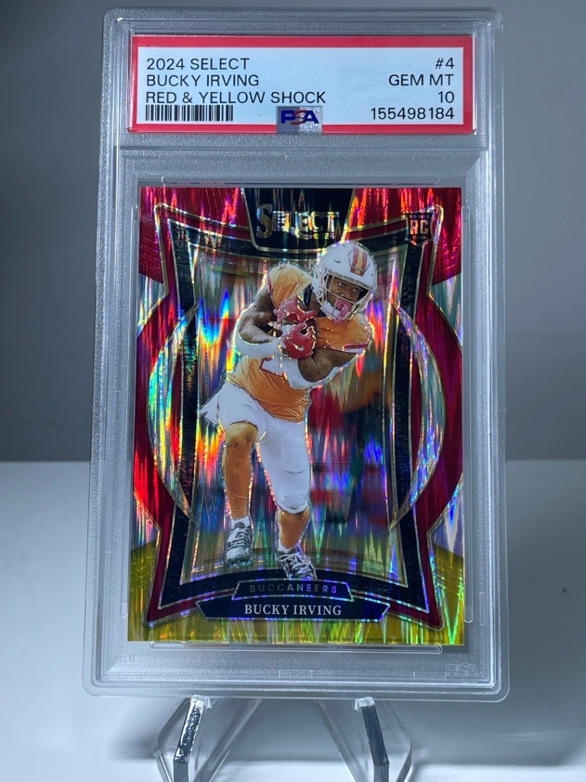 2024 Panini Select Bucky Irving Red & Yellow Shock Prizm #4 PSA 10 Buccaneers