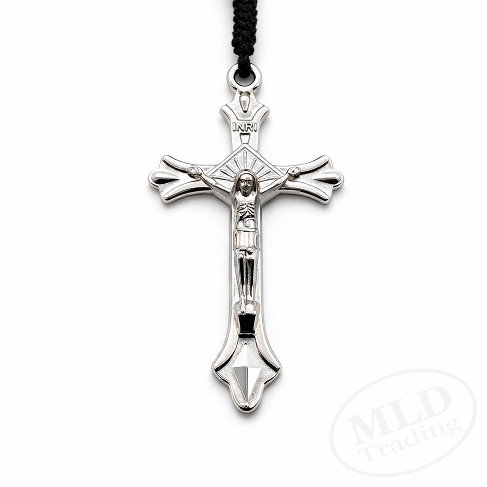 Saint St Michael Medal 12″ Cord Rosary Black Hematite Beads Rosario San Miguel