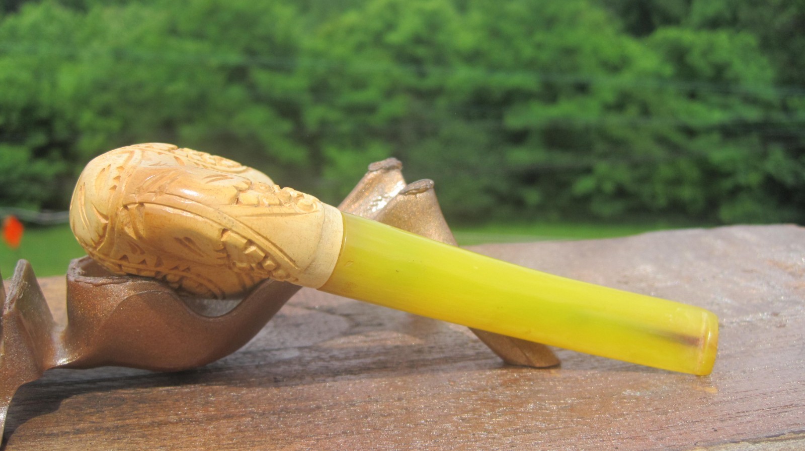 Unbranded Carved Bent Meerschaum Smoking Estate Pipe 5″ L