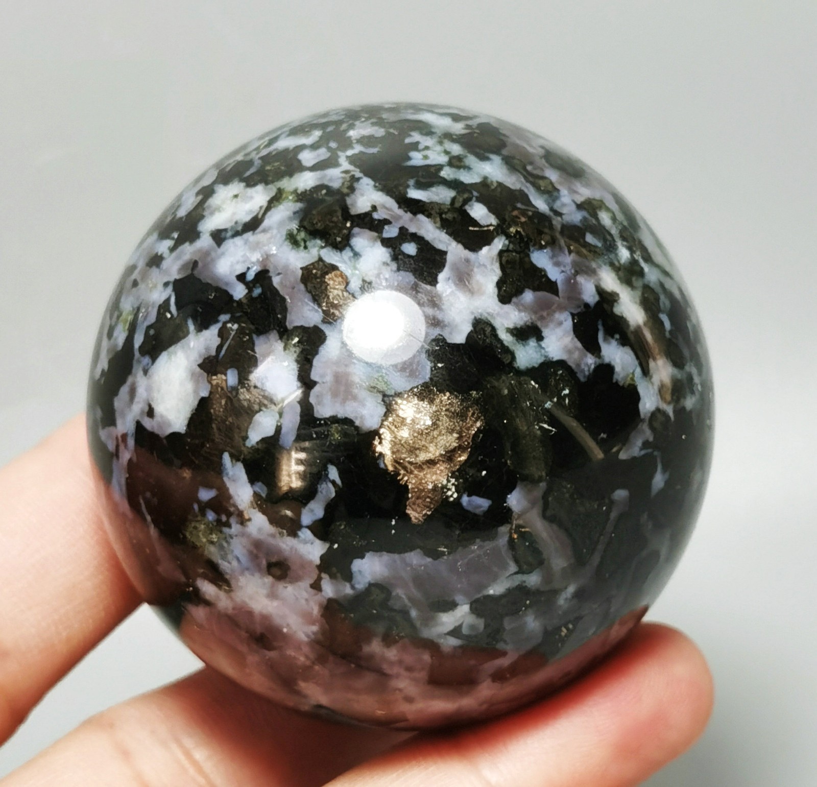 Natural Rare MERLINITE Mystic Sphere Ball Stone Magic Shaman Psilomelane Gabbro