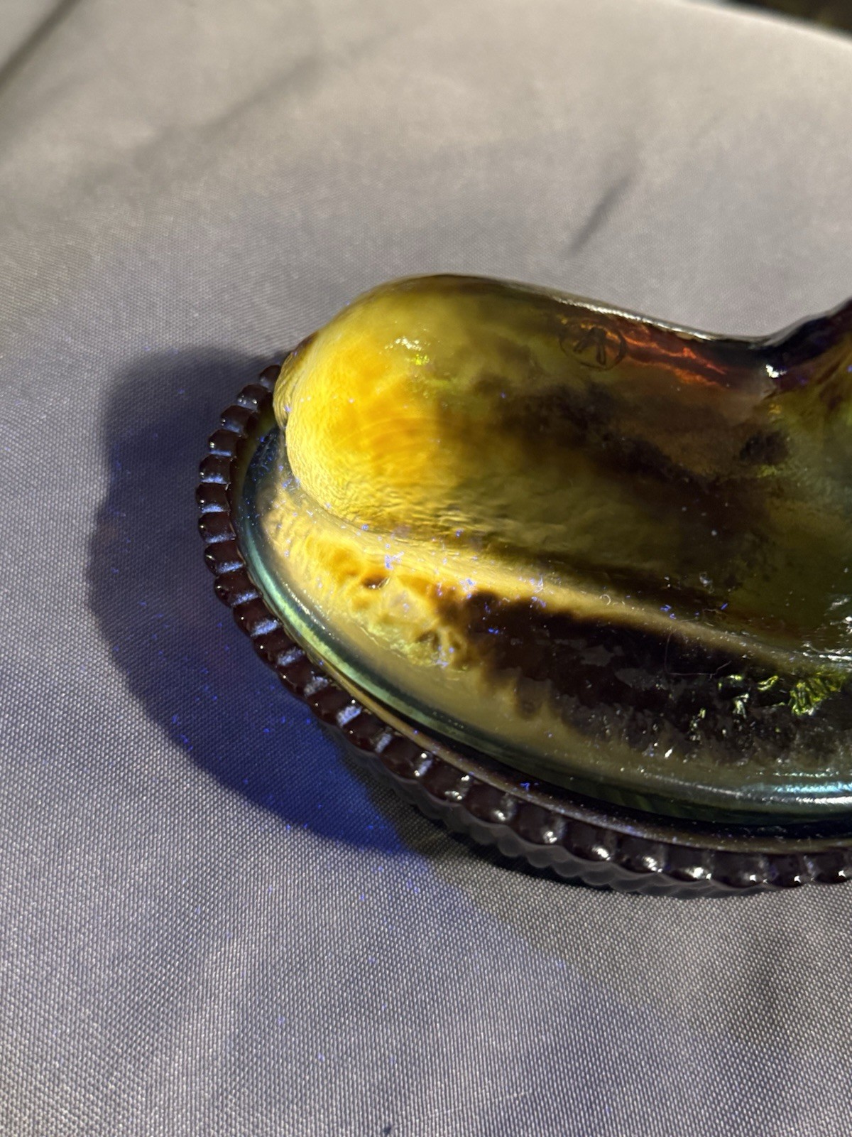 Vintage Rubina Nesting Horse on Nest Iridescent Multi Color Carnival Art Glass