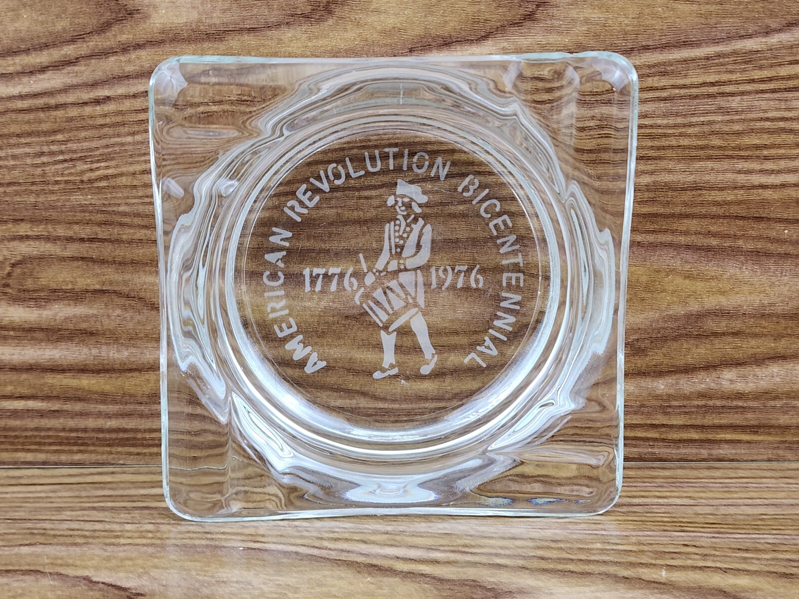Vintage American Revolution Bicentennial Ashtray 1776-1976 Drummer Glass
