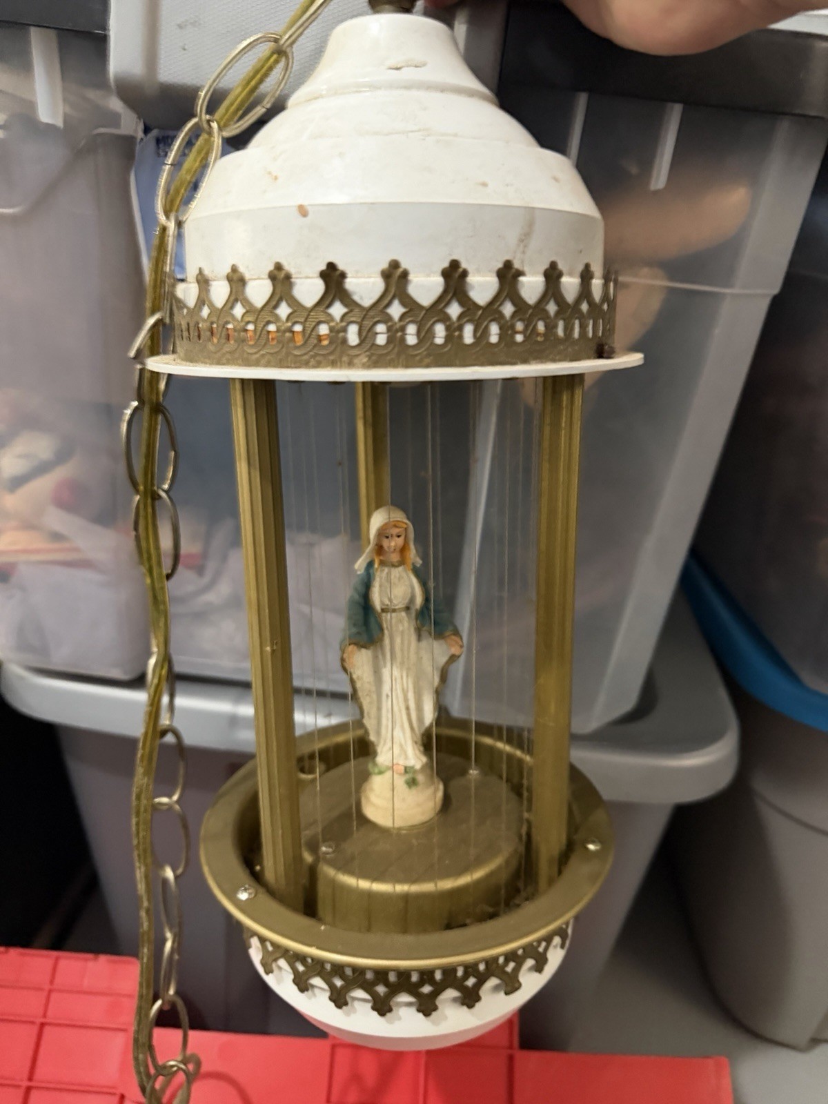VTG Virgin Mother Mary Mineral Oil Rain Lamp Untested Hanging Rare Parts/Repair