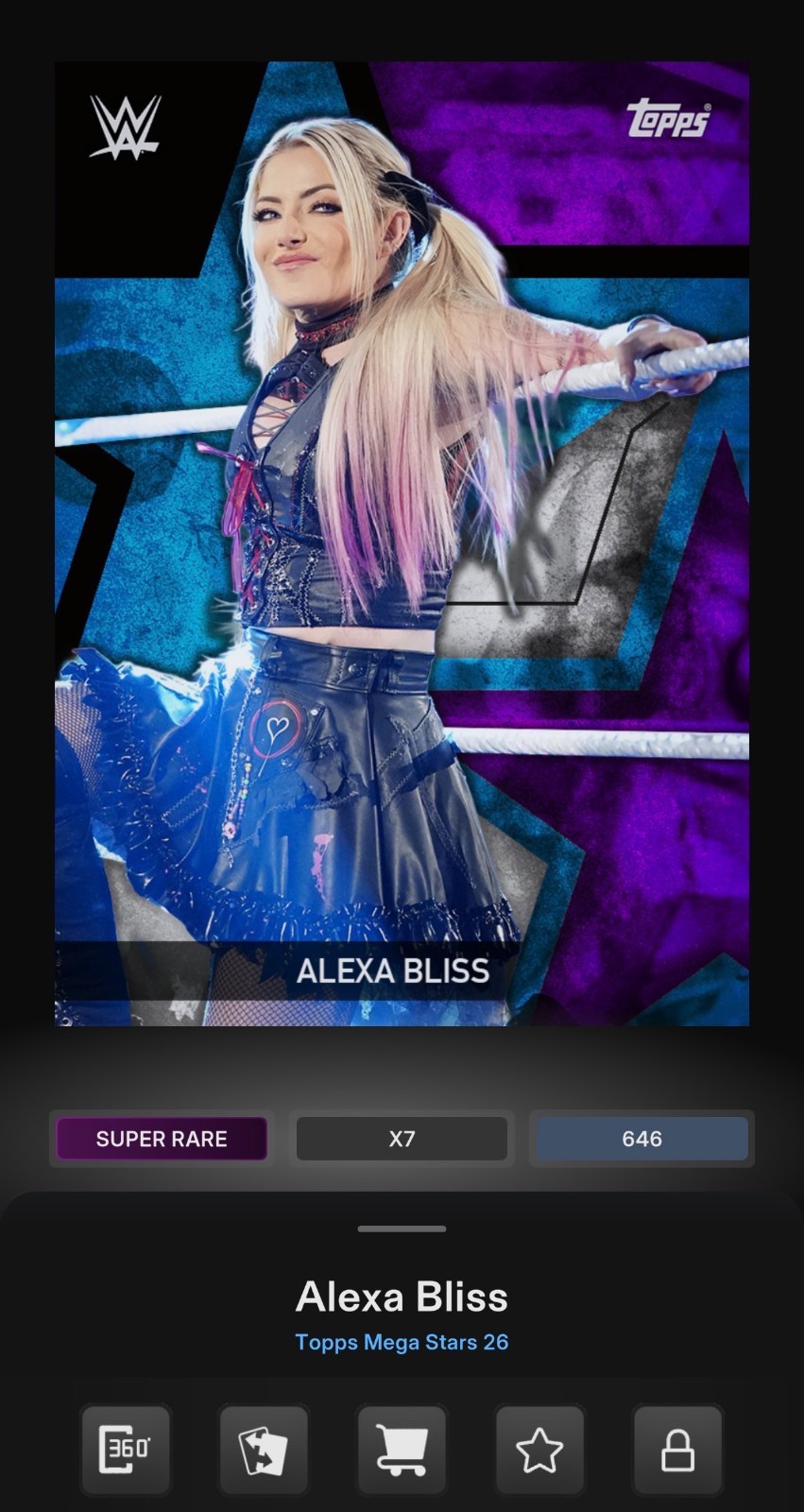 Topps WWE Slam Mega Stars Series 5 SR SUPER RARE PURPLE ALEXA BLISS DlGITAL CARD