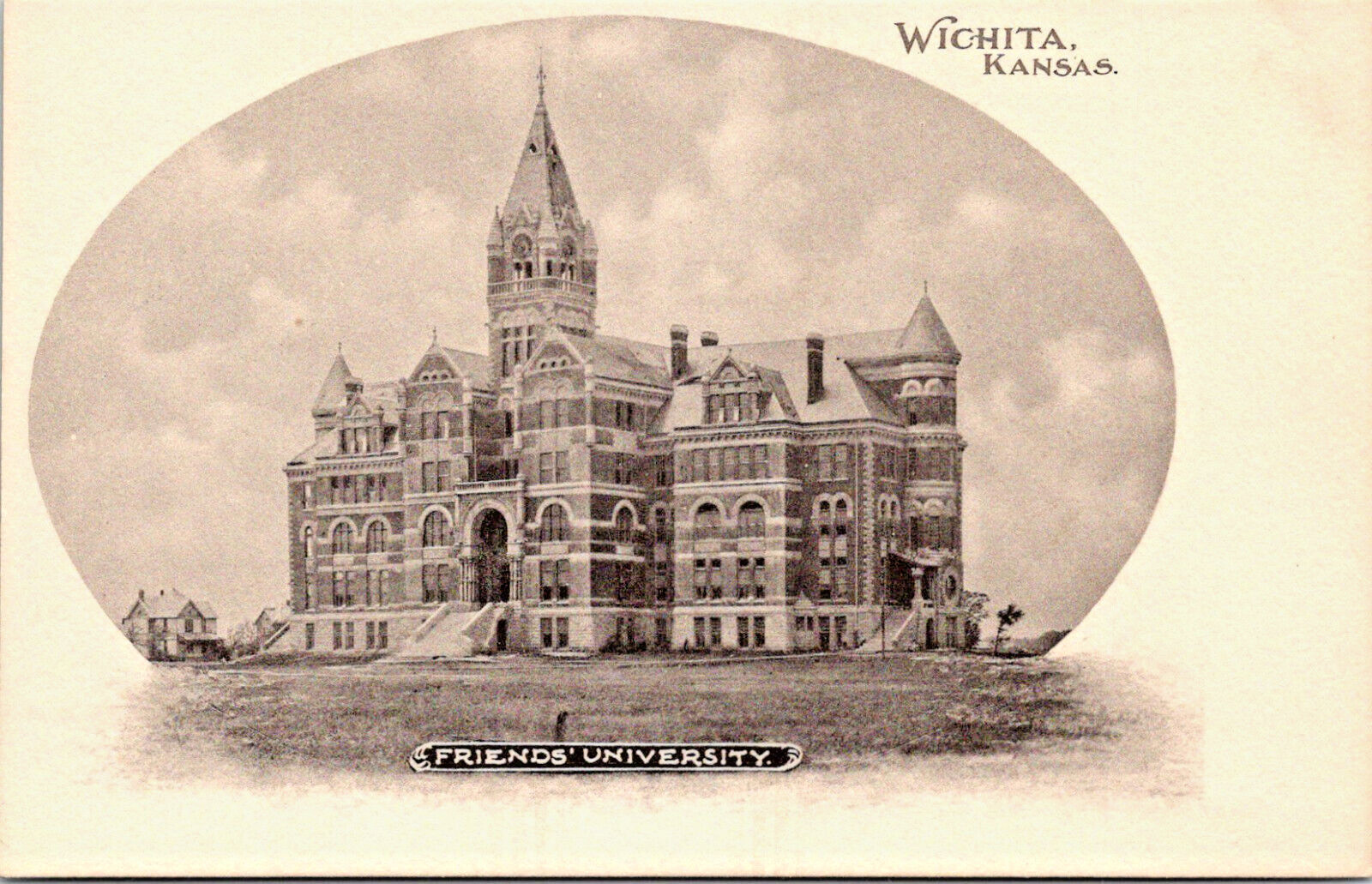 Antique Printed Lithograph Wichita, Kansas Friends University 1905