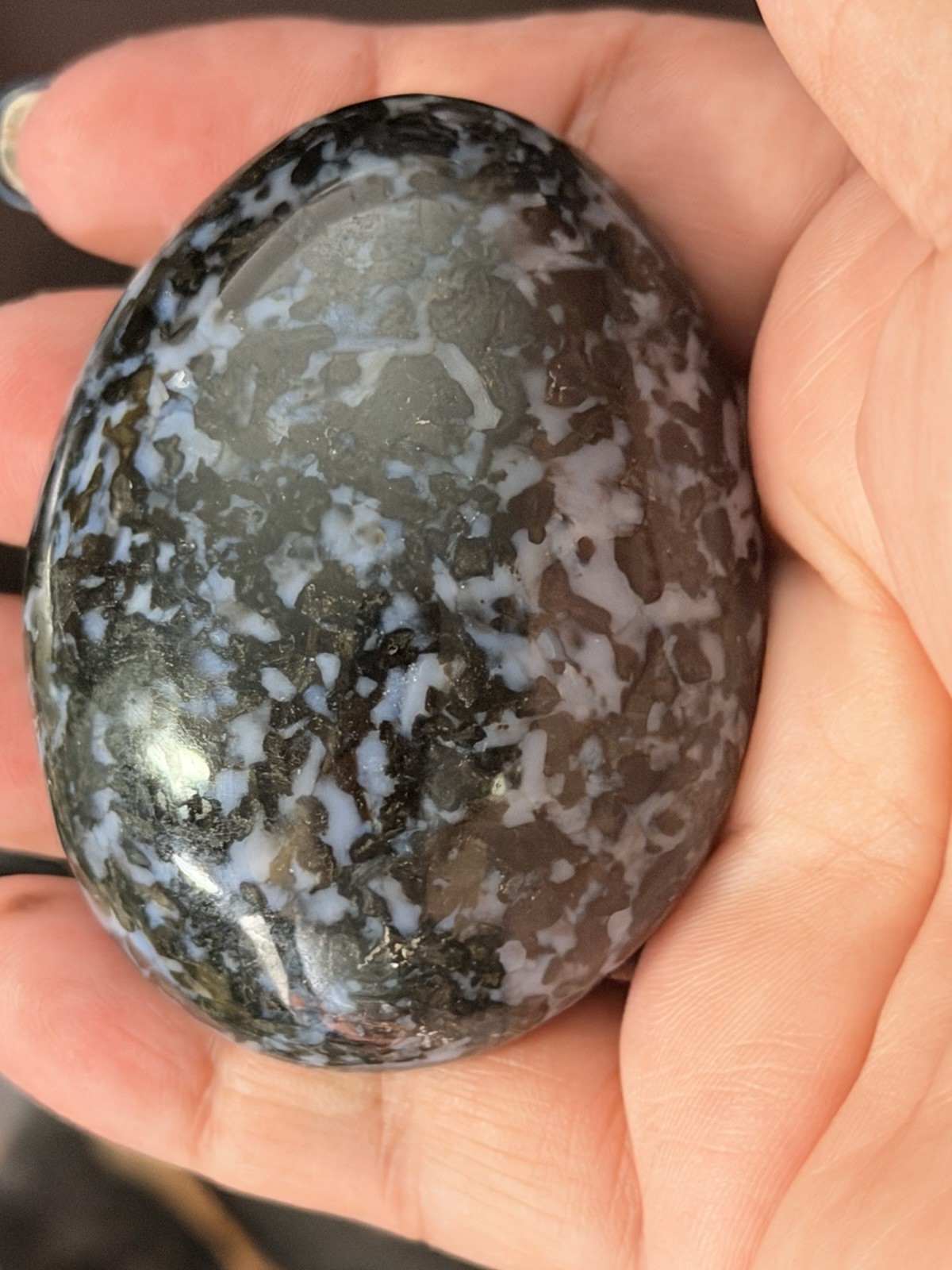 Mystic Merlinite Indigo Gabbro Palm Stone Gemstone From Madagascar Chunky