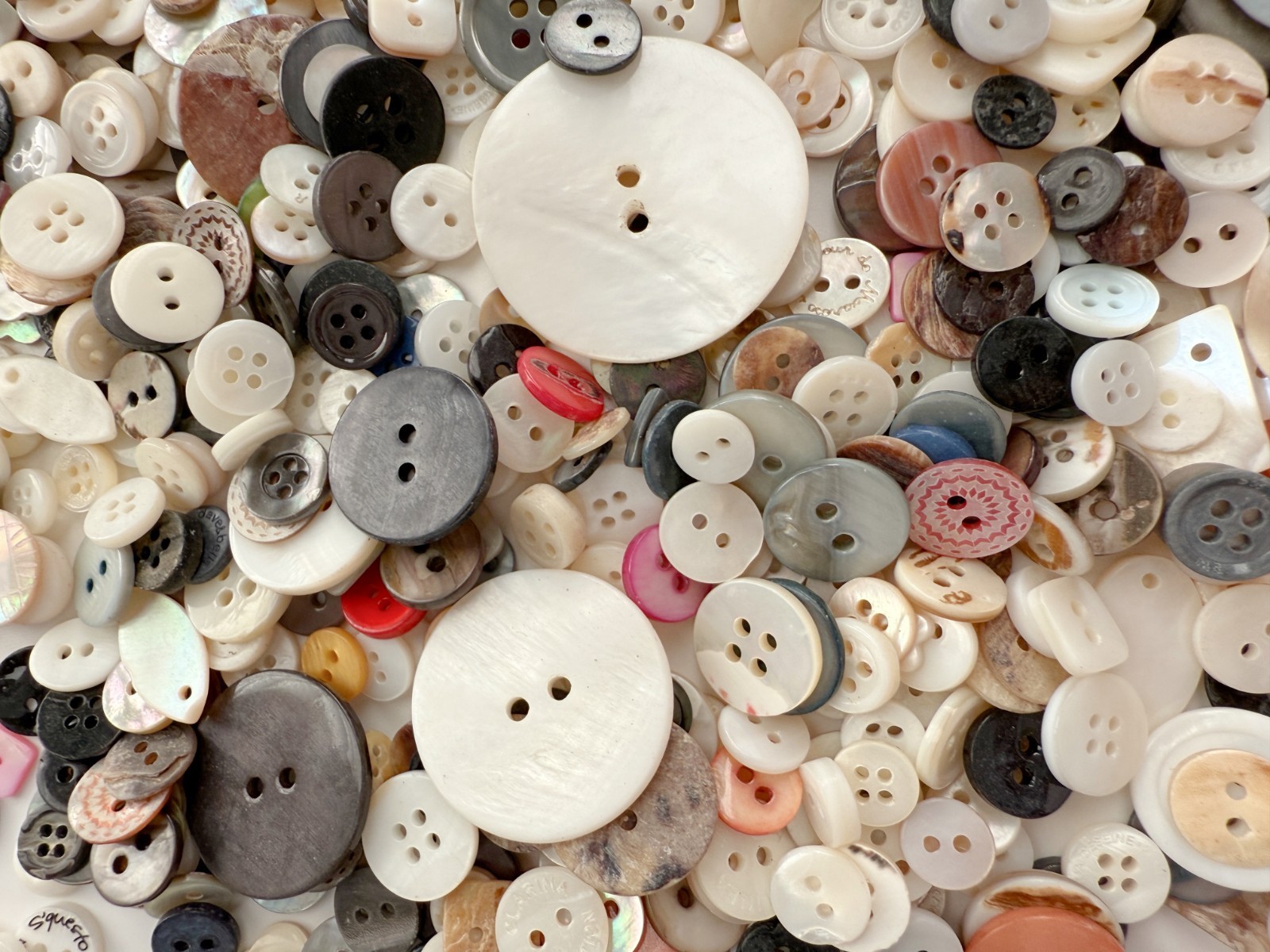 Mother of Pearl Shell Buttons: 10-35mm (1/2 lb appx 300+ buttons)