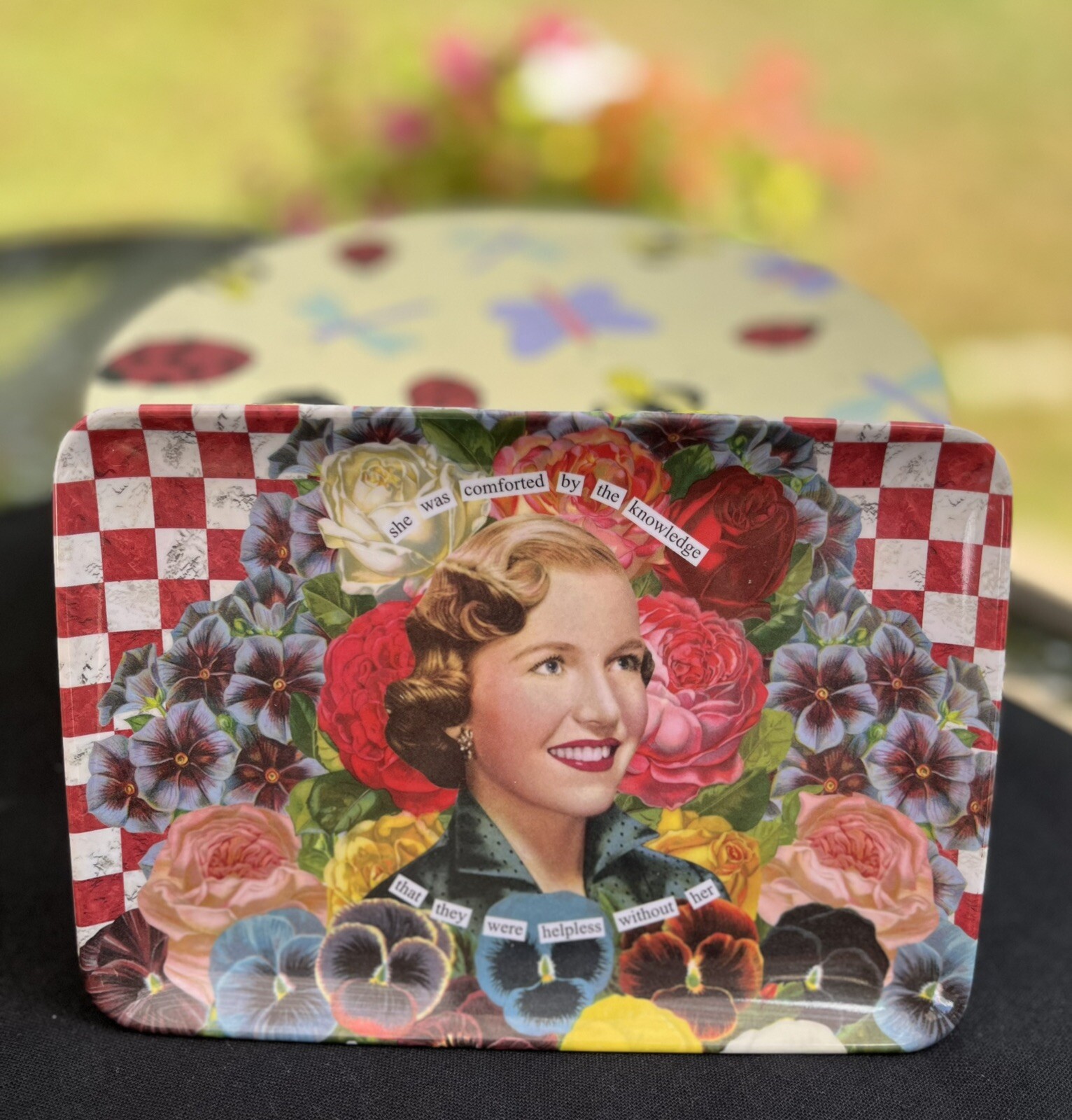 Anne Taintor Melamine Trinket Tray Retro Funny Gag Gift Decoupage Floral Platter