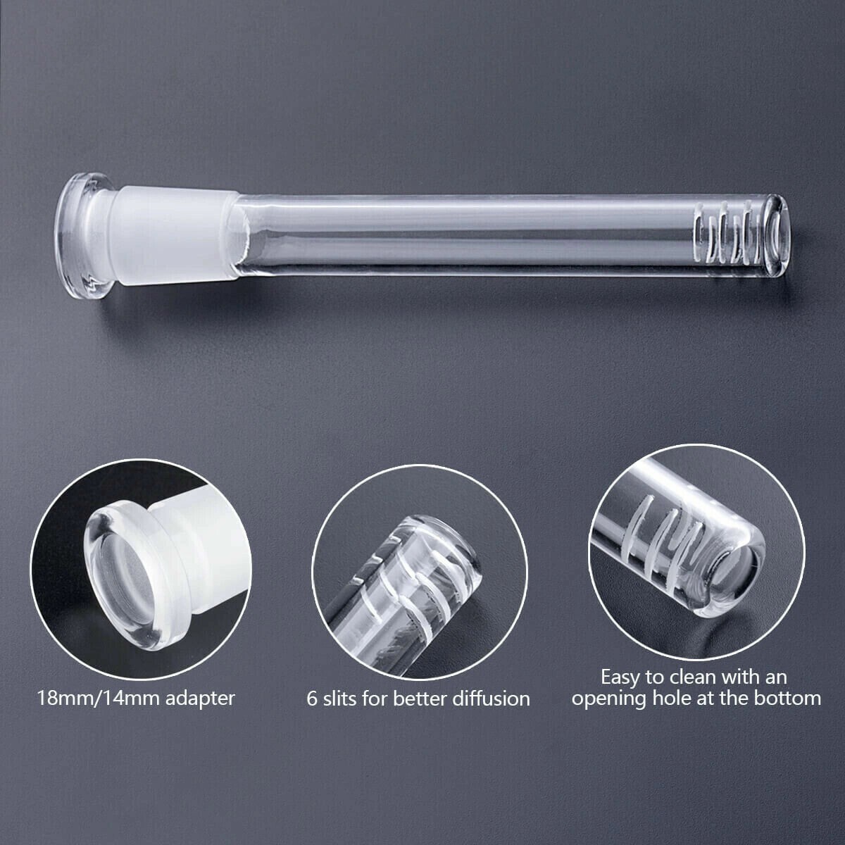 2PACK 4.5in Glass Downstem fit 14mm Male Bowl for 8“/9“/10“/12“ Filter Bong