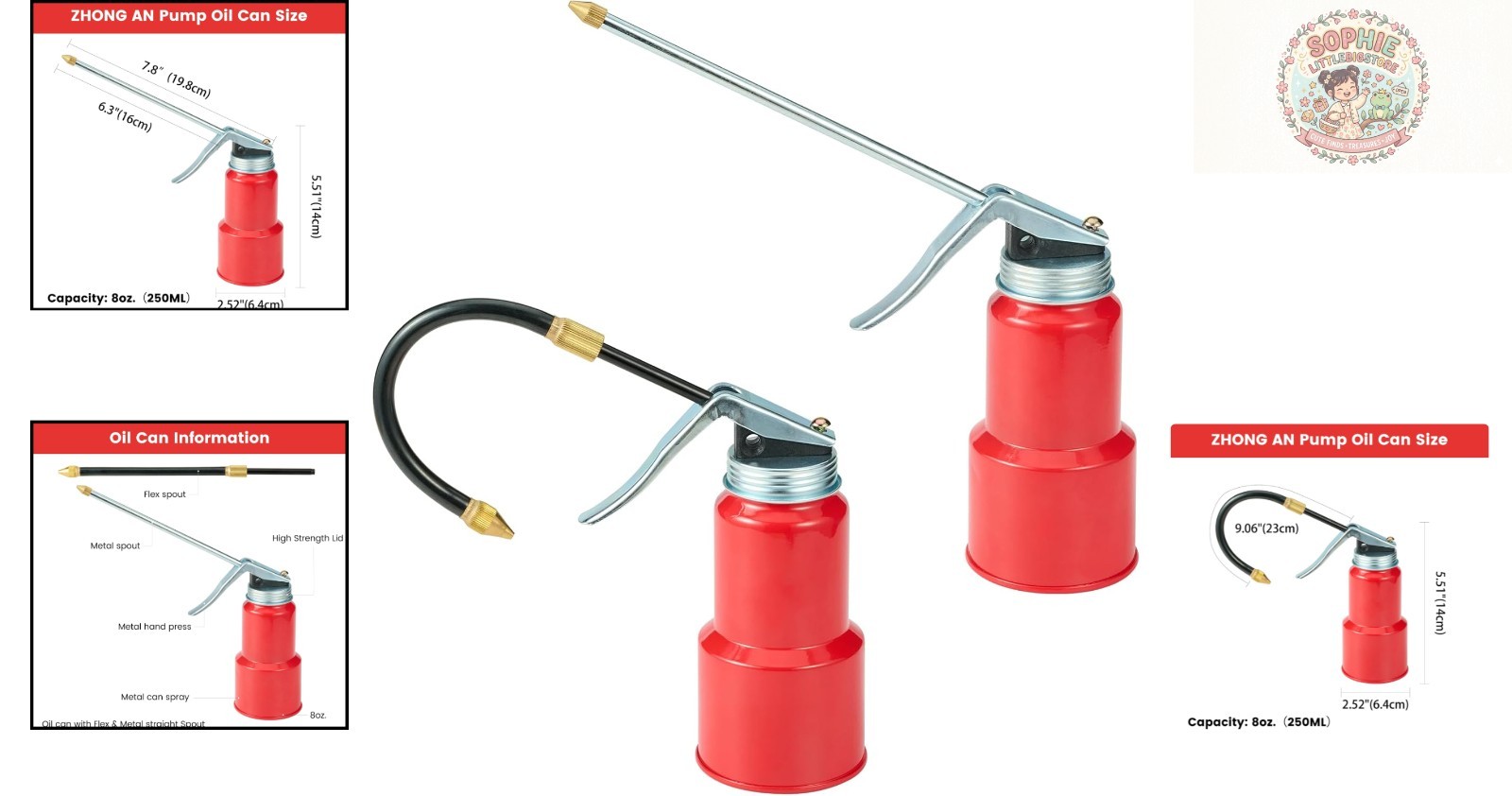 2 Red Metal Oil Pump with Detachable Spout – Perfect for Heavy-Duty Use