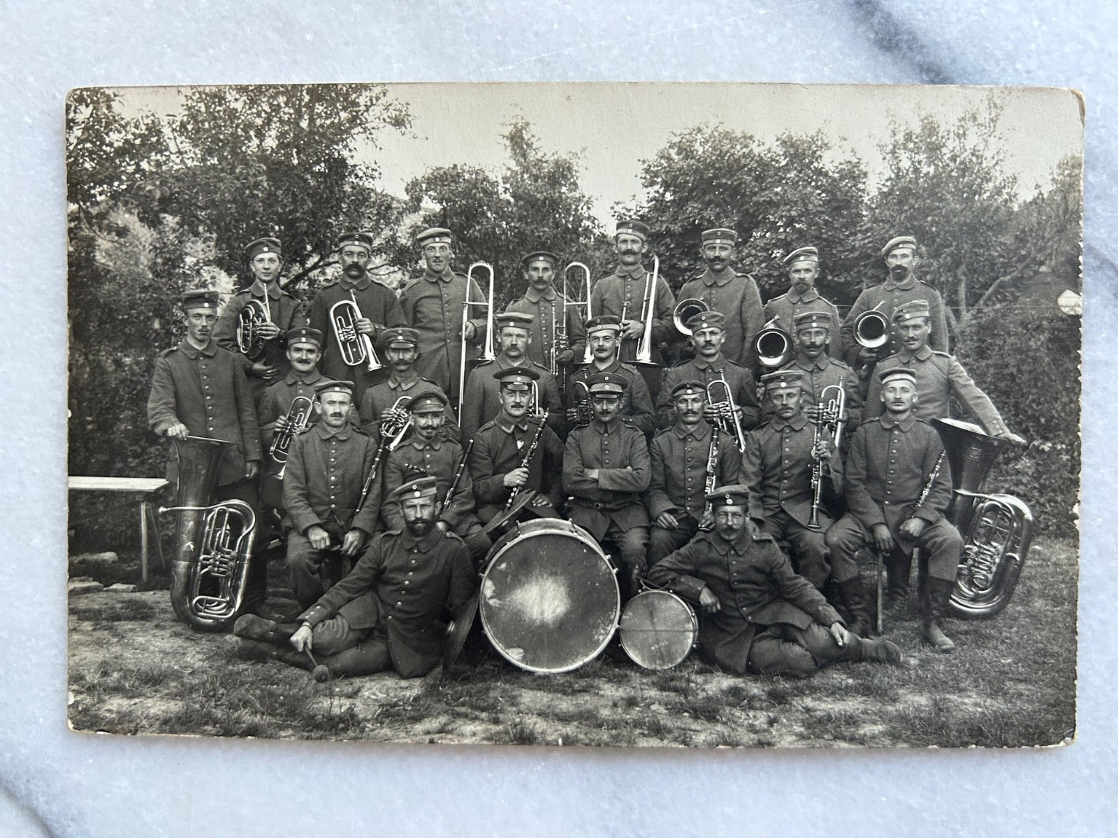 photo card german music muziek instruments uniform