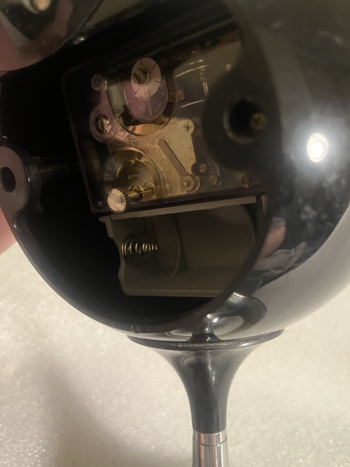 Vtg Bulova 634 Space Age Pedestal Clock MCM Atomic Orb Ball Chrome Japan WORKING