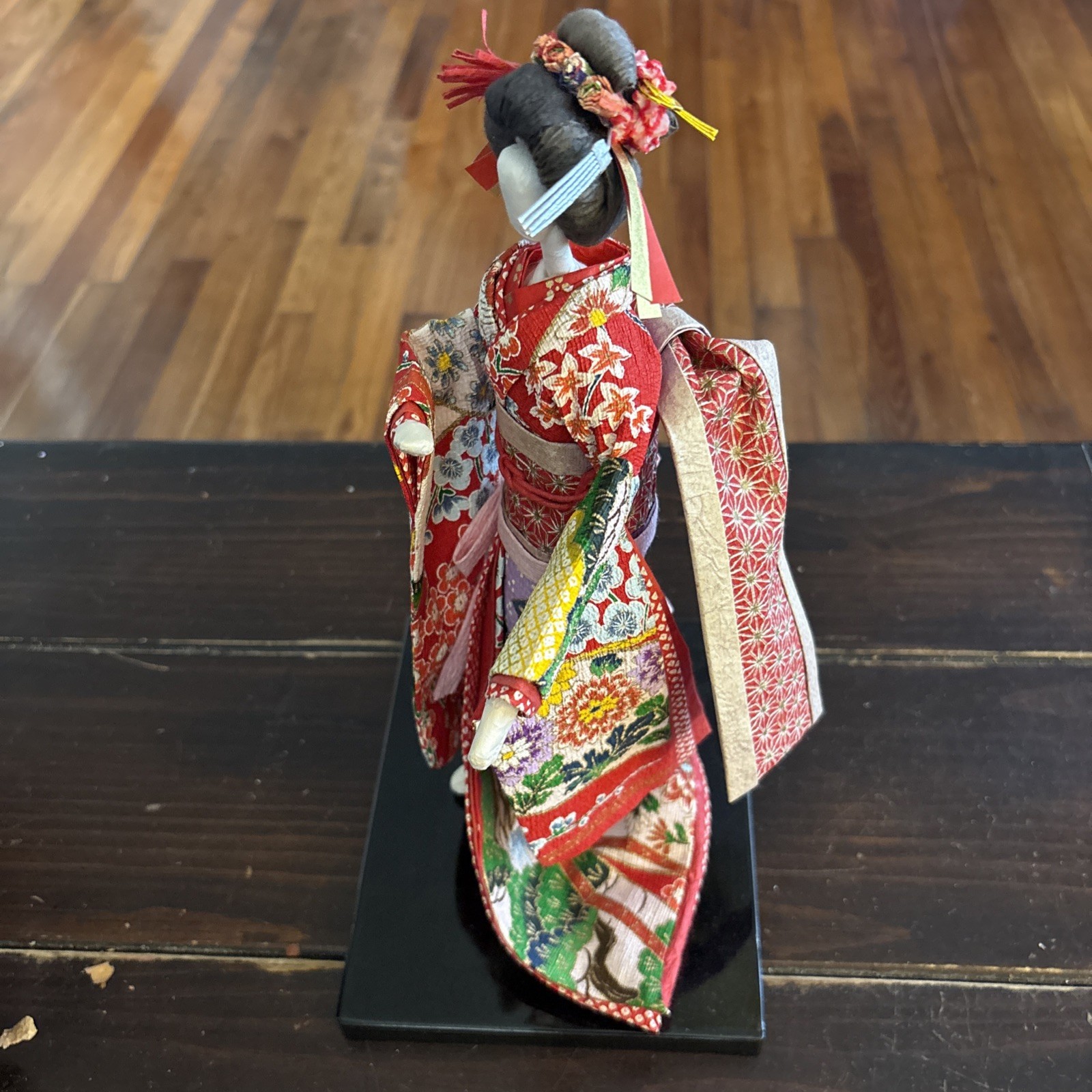 Vintage Japanese Geisha Doll in Kimono 9.5” on Stand Handmade Made in Japan
