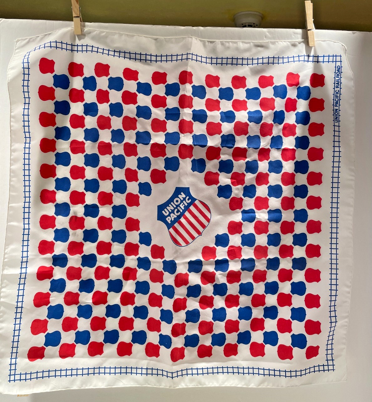 Vintage Union Pacific Railroad Scarf 100% Polyester Made In USA 22″ Square