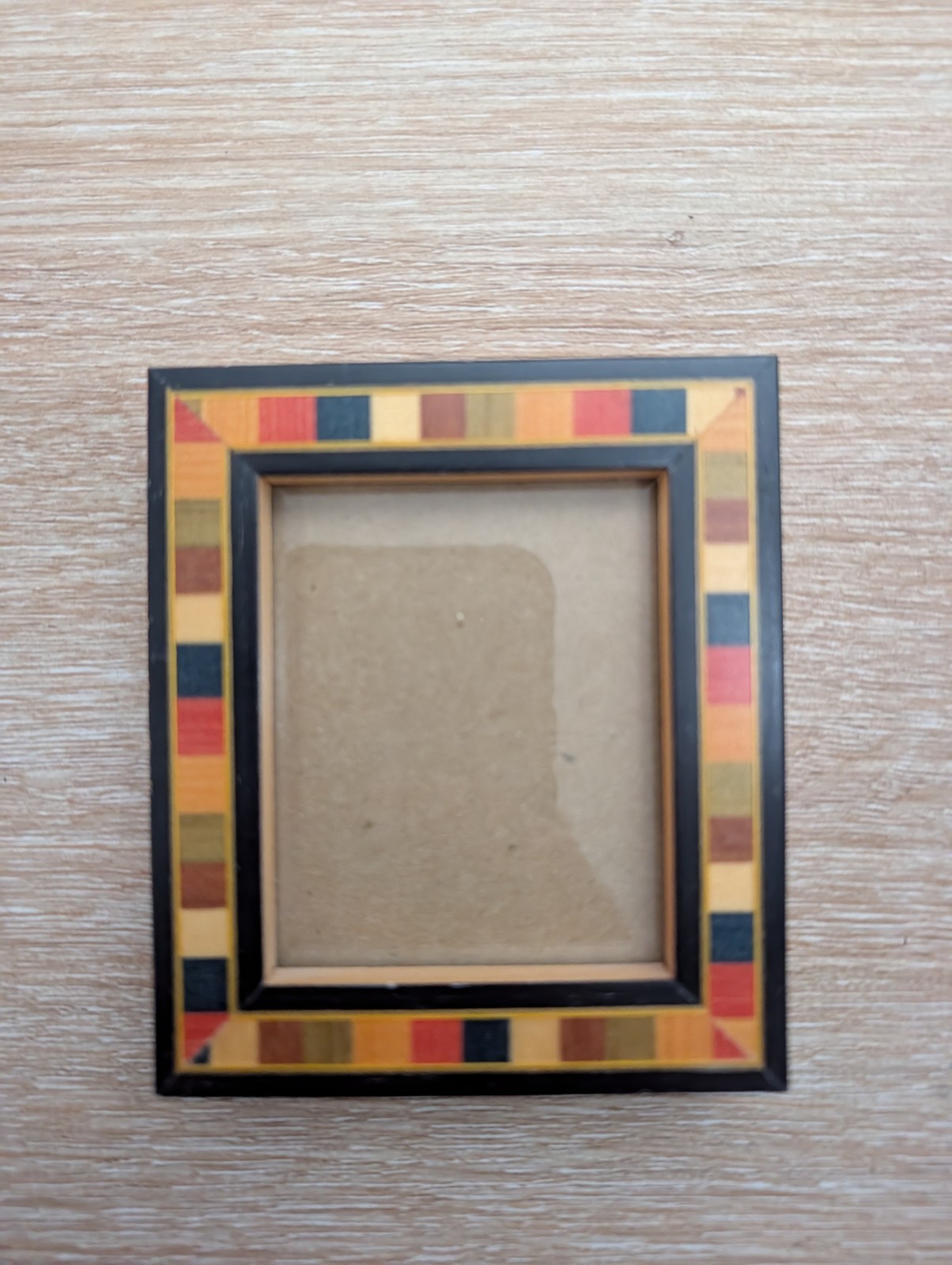 Vintage MultiColor Inlaid Mosaic 2.5×3 Photo Picture Frame 3.25”W 3.75”T
