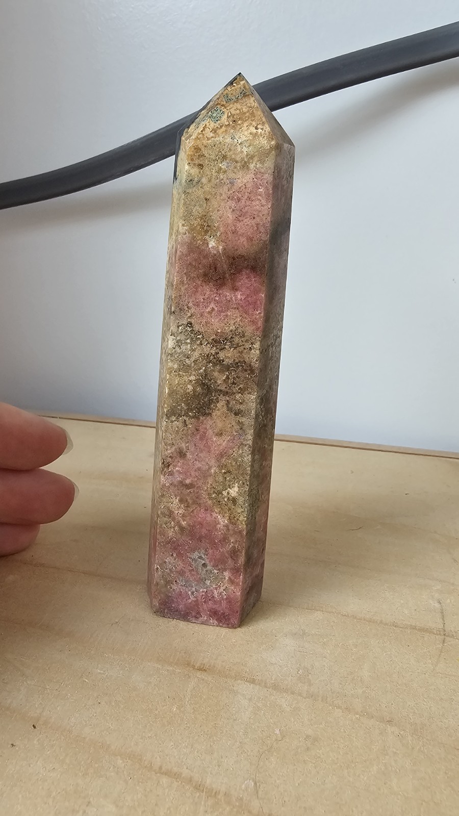Rhodonite tower point 222g 12cm crystal pink self love relationships