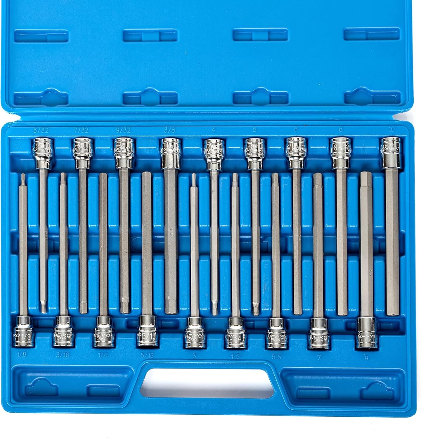 3/8-Inch Drive Extra Long Allen Hex Bit Socket Set Metric 3 mm 10 mm
