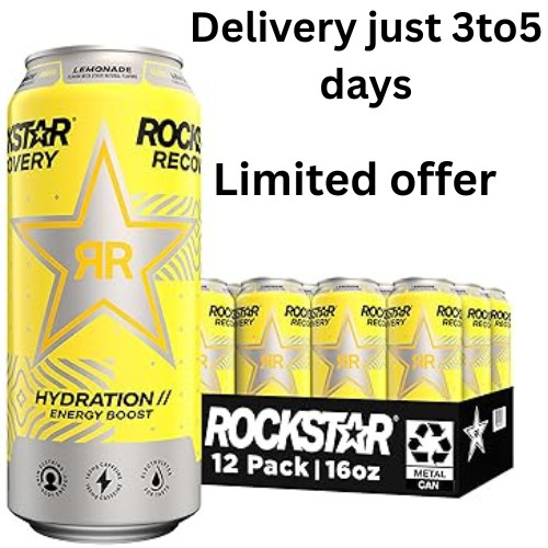 Rockstar Energy Drink with Caffeine Taurine and Electrolytes, Recovery 12 Pack
