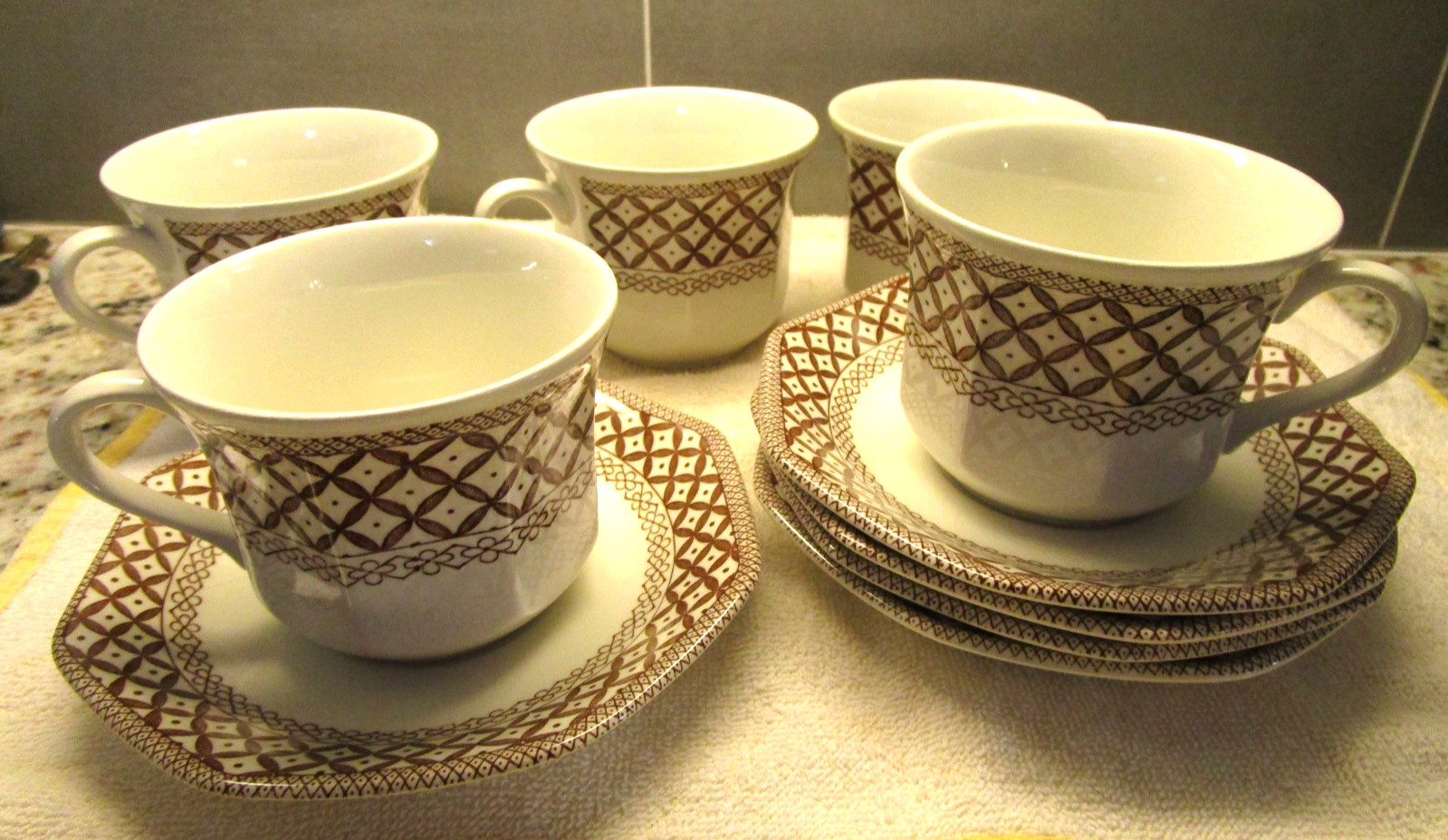J & G Meakin Wicker Brown Cup & Saucer Staffordshire 351946 Choice 1 or more EUC