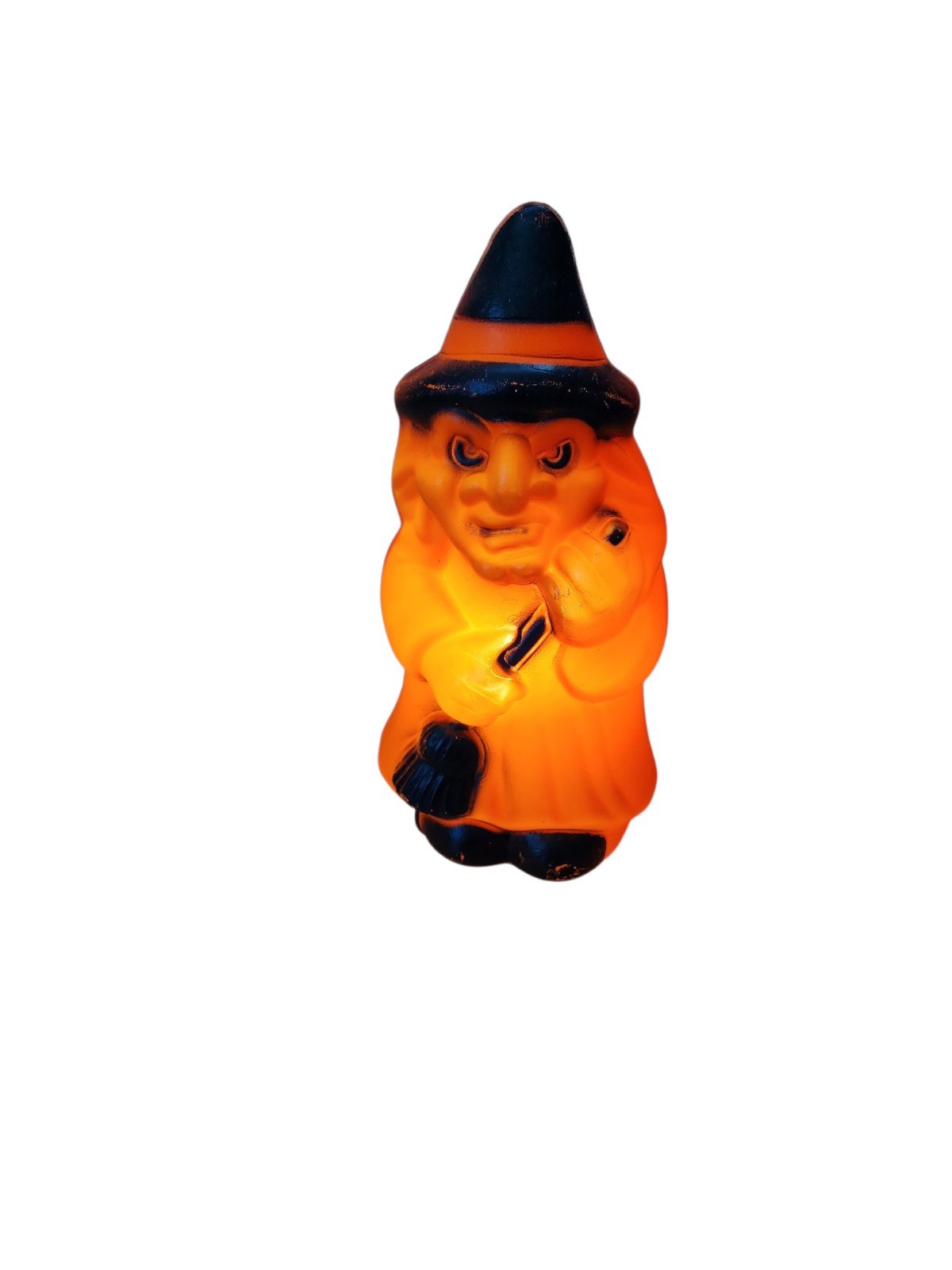 Vintage Blow Mold Witch Orange and Black 1981 Empire USA Carolina EUC 9.5 in