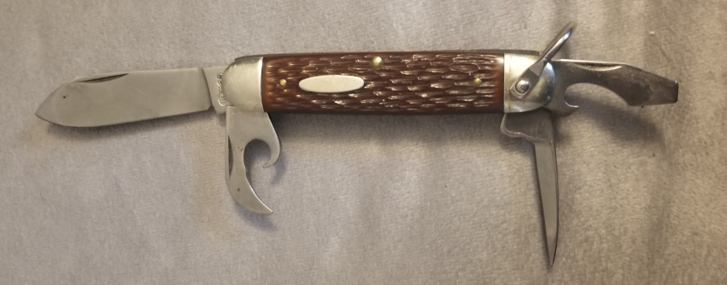 ULSTER 4 Tool JIGGED DELRIN re-branded over stamp Camp Pocket Knife USA