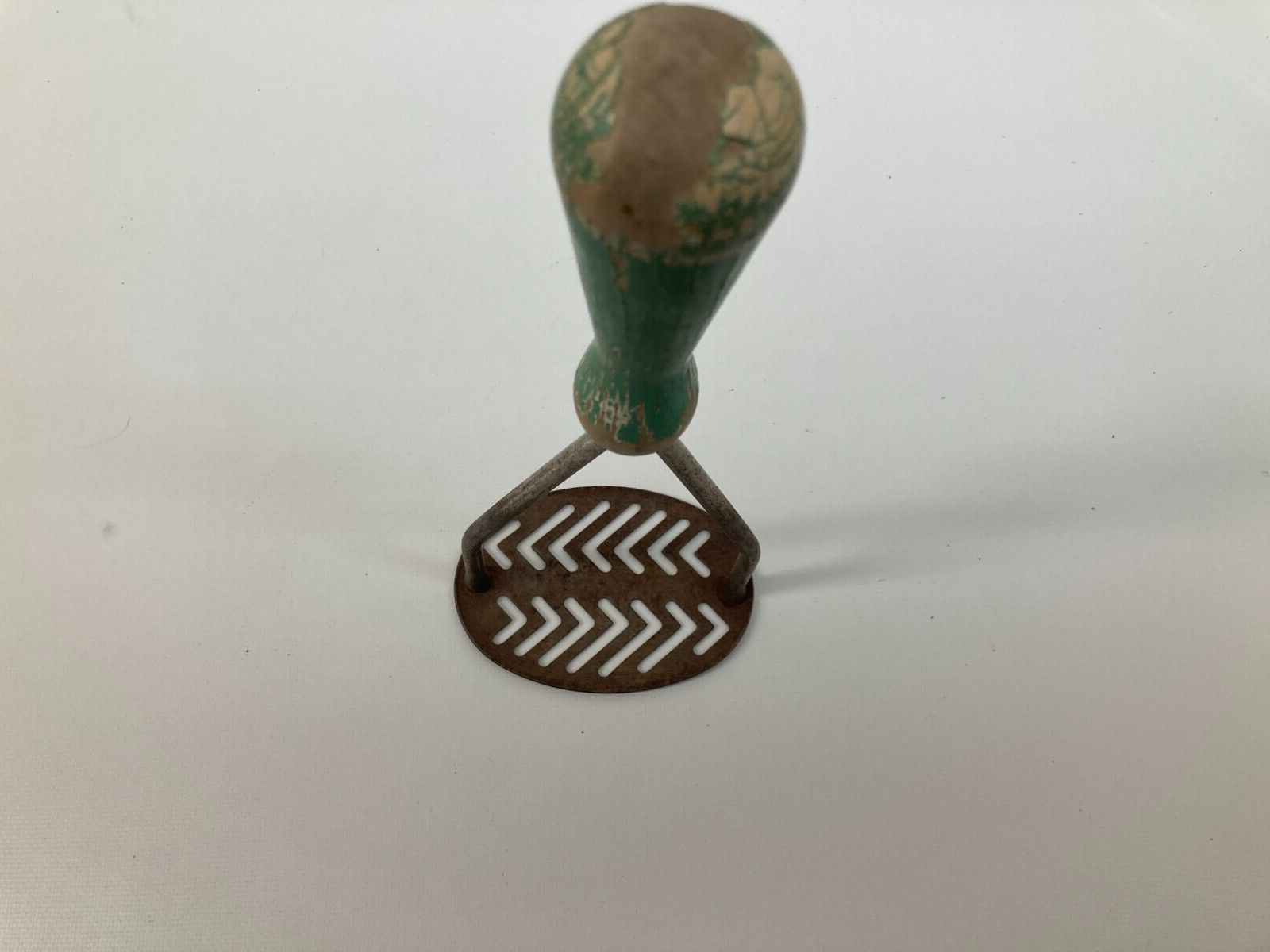 Green Chippy Handle MCM Kitchen Potato Masher Utensil Decor Classic Patina