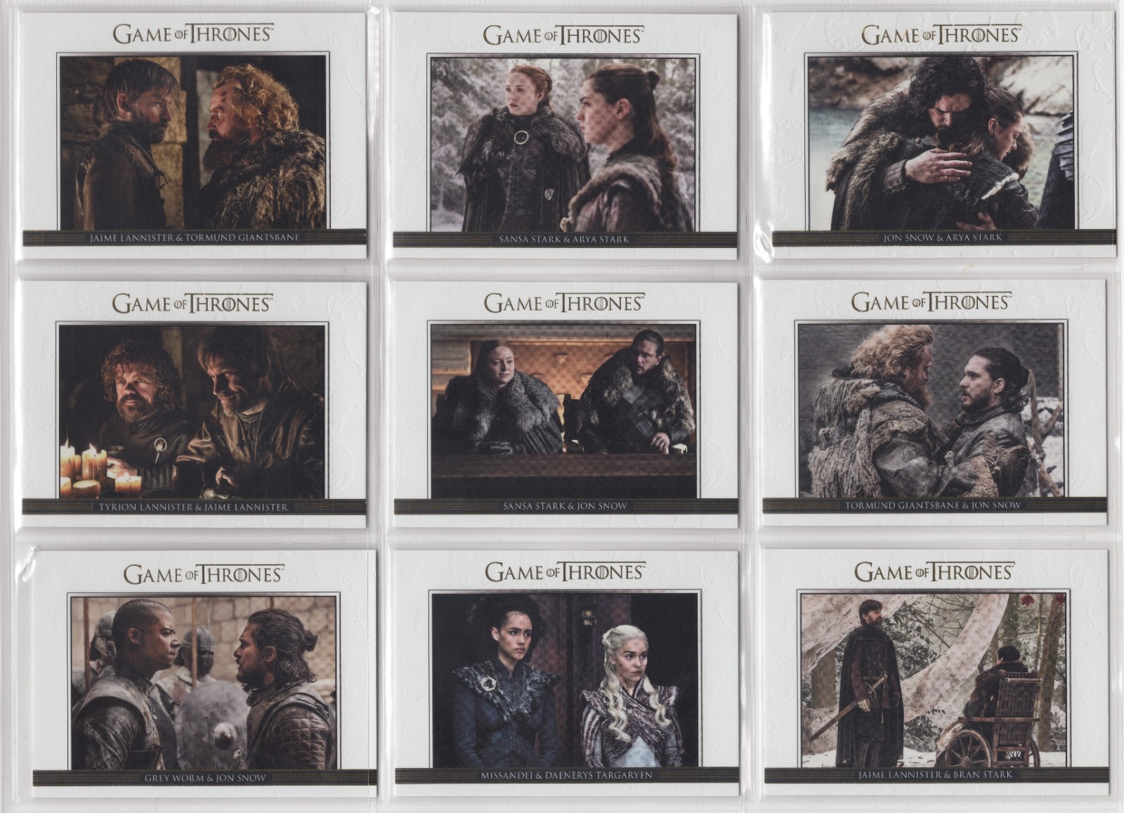 Relationships 18 Card Set GAME OF THRONES Season 8 D151 to DL68 Gold Foil /125