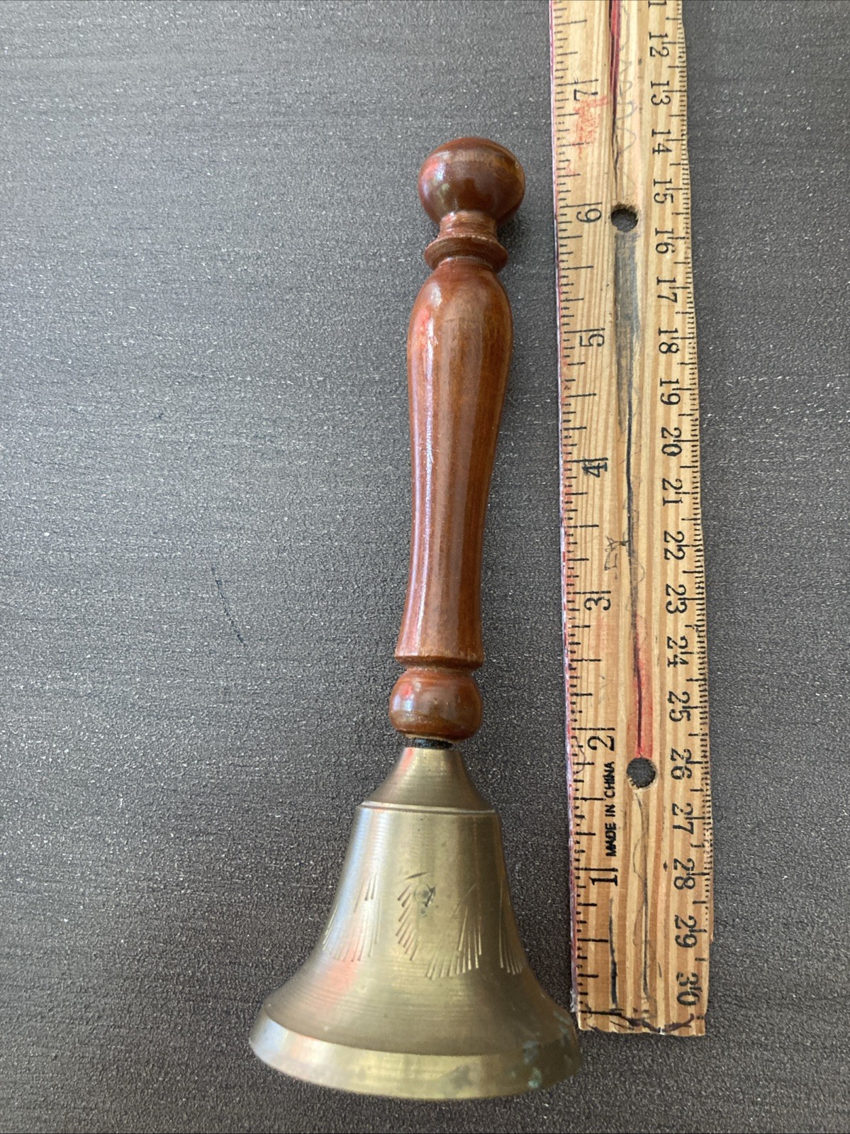 Vintage Made In India Brass 6” Bell With Wooden Handle GREAT COLLECTIBLE ITEM