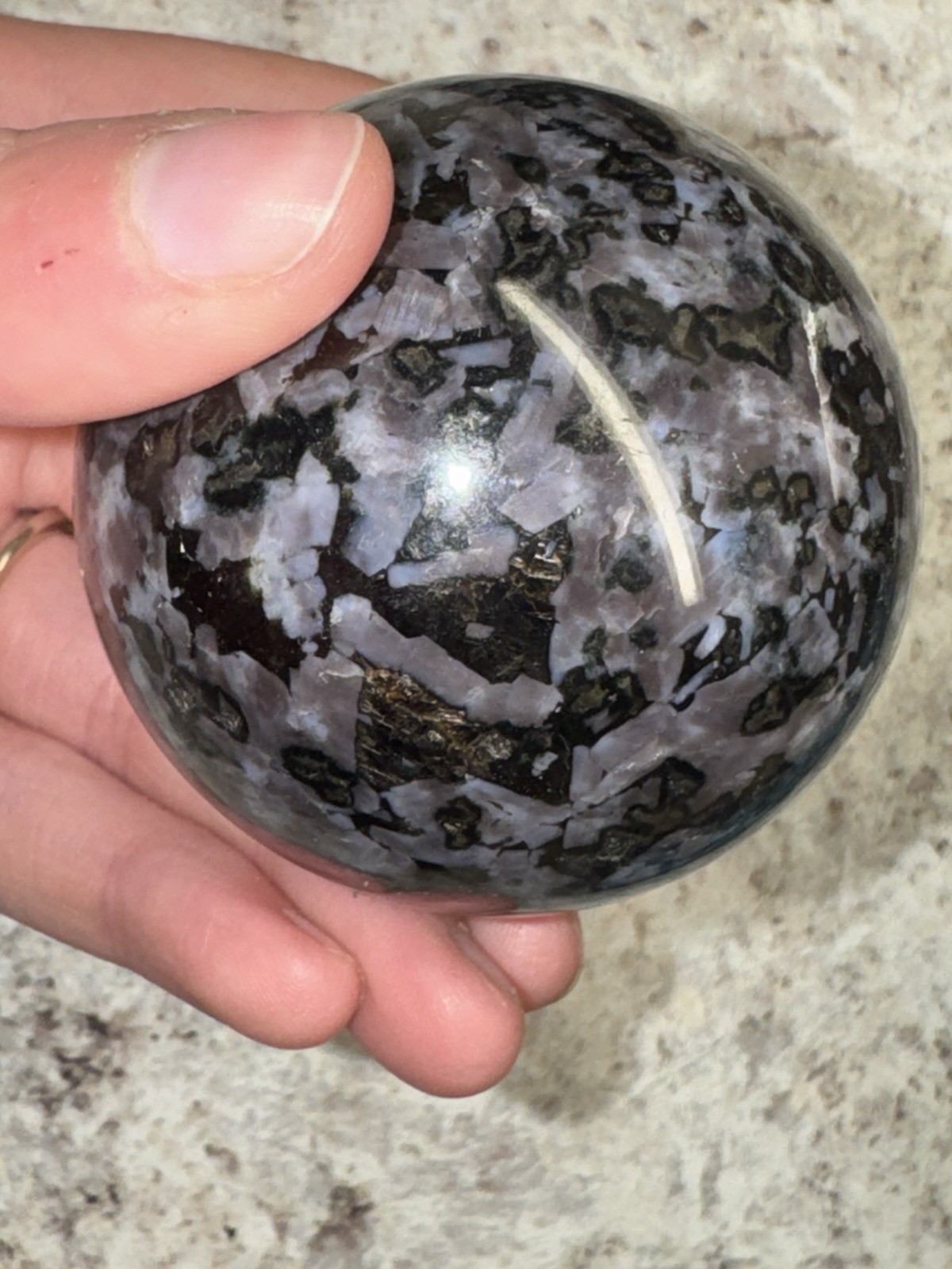 Indigo Gabbro / Mystic Merlinite 2 Piece Set – Tower & Sphere – 2 Lb 11 Oz